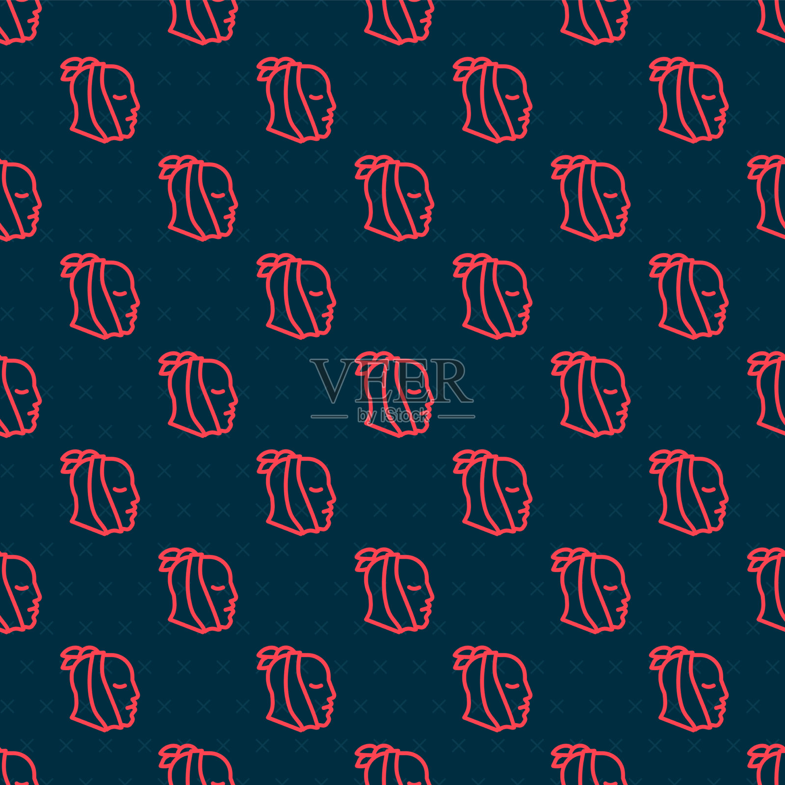 牙痛图标的红线隔离无缝模式插画图片素材