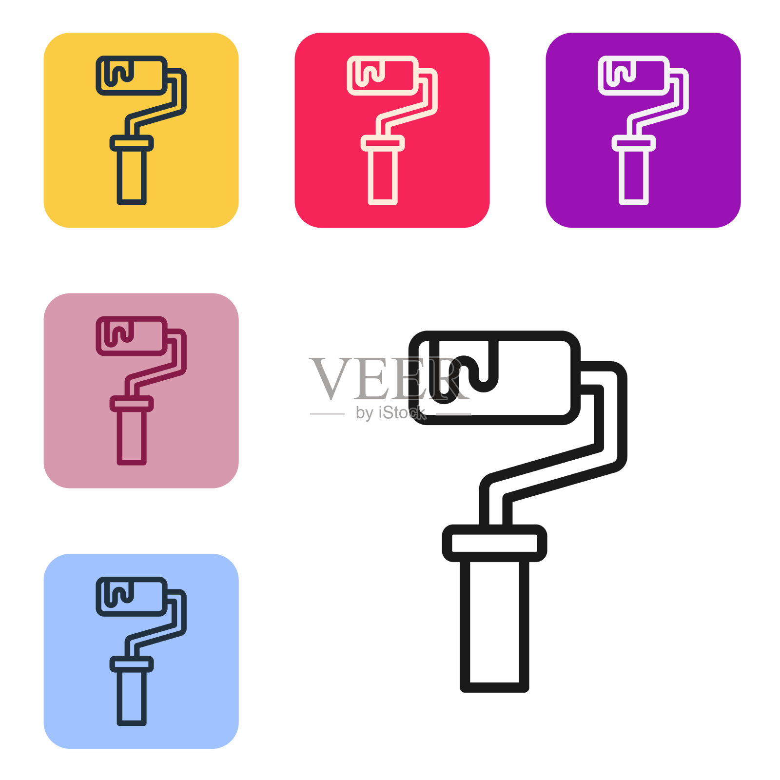 黑线漆辊刷隔离上的图标图标素材