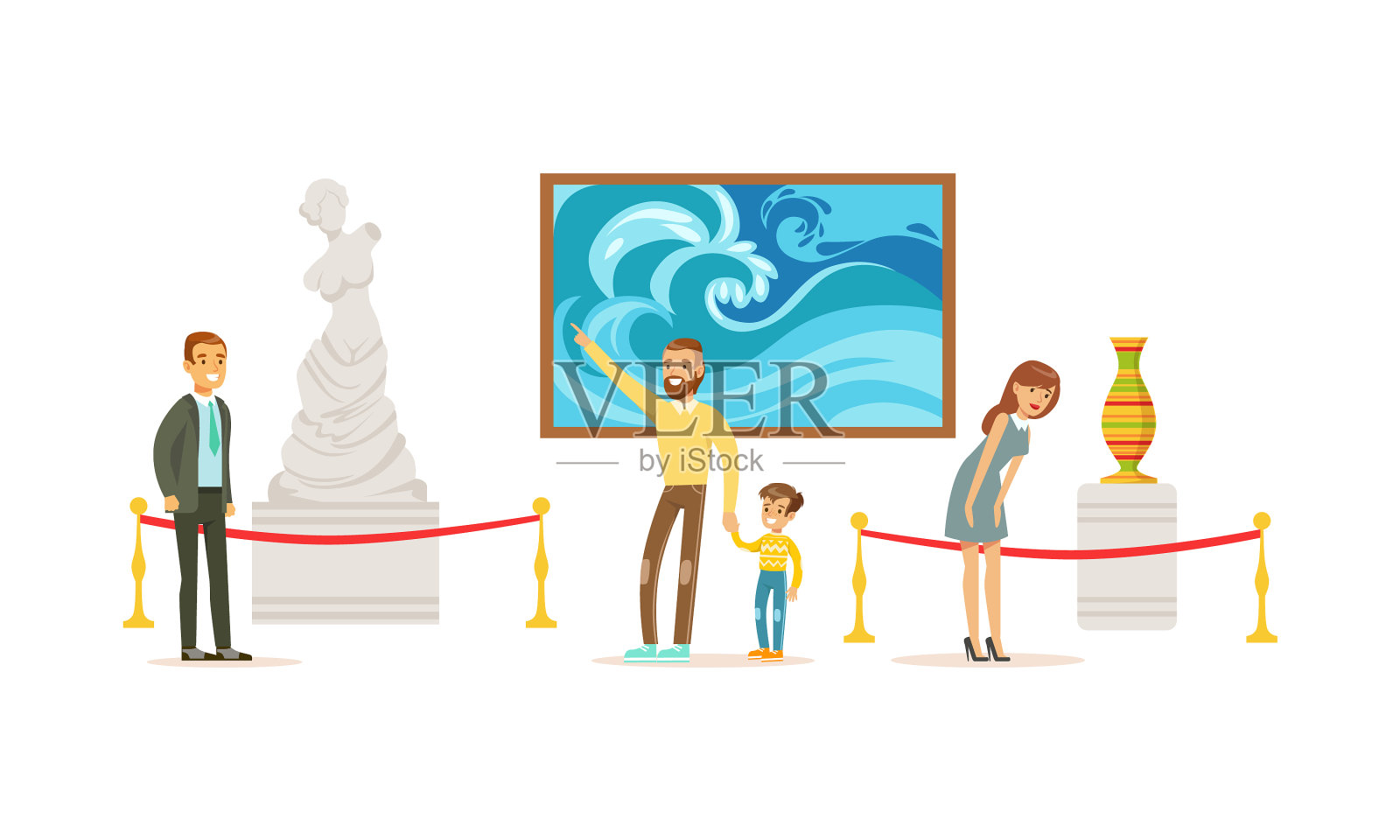 人们欣赏雕塑和绘画设计元素图片