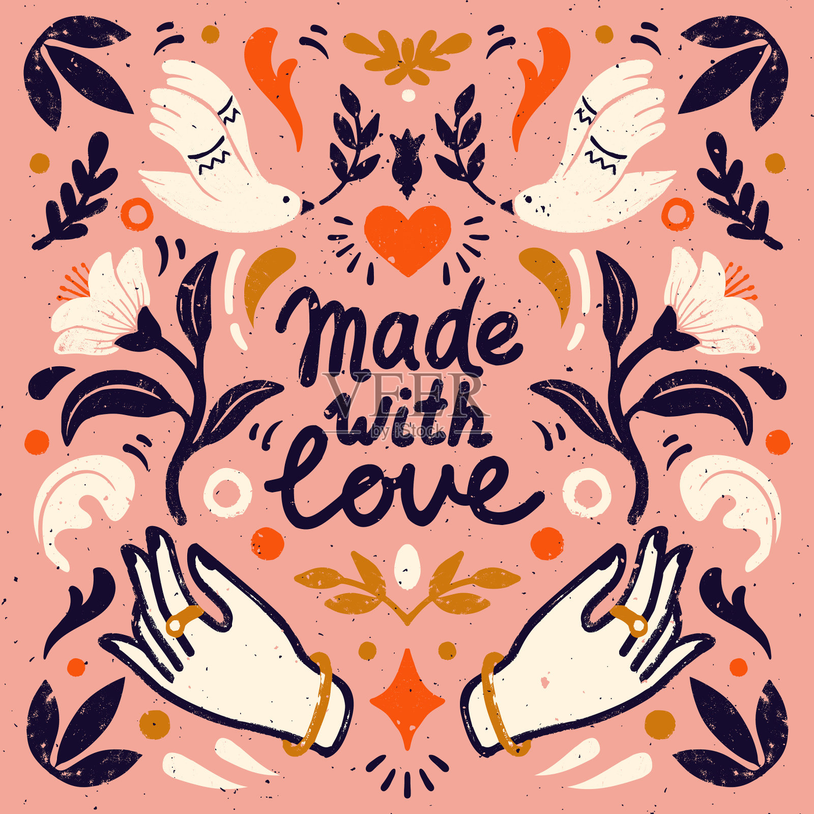 用爱情构成对称插画图片素材