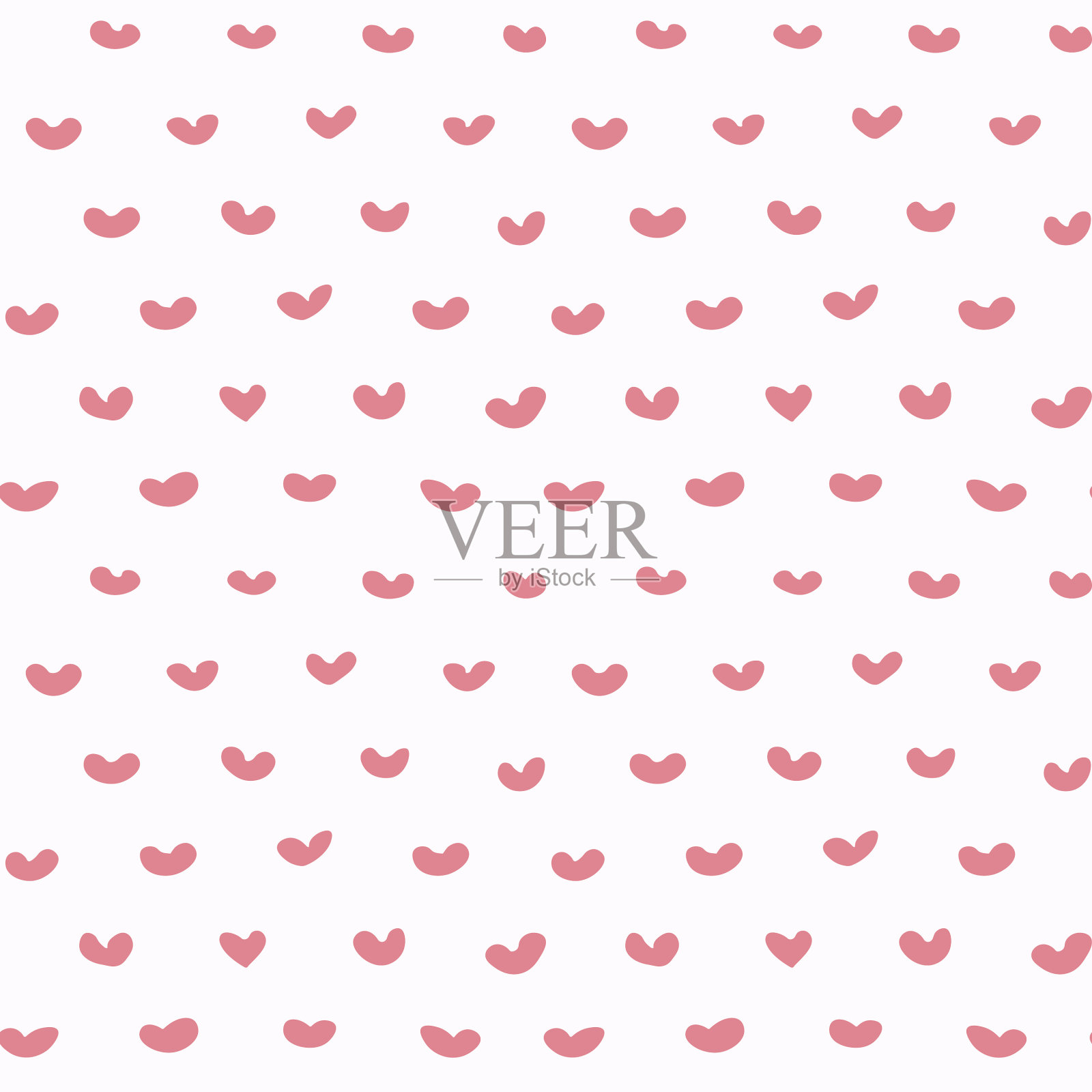 可爱的手绘心形无缝图案插画图片素材