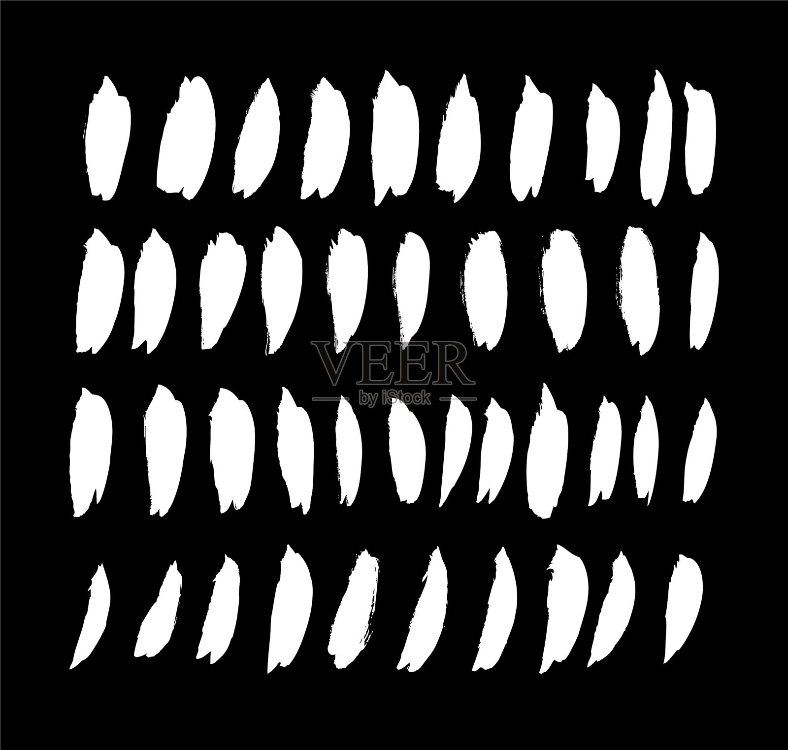 油漆绘图集白色涂抹在黑色插画图片素材