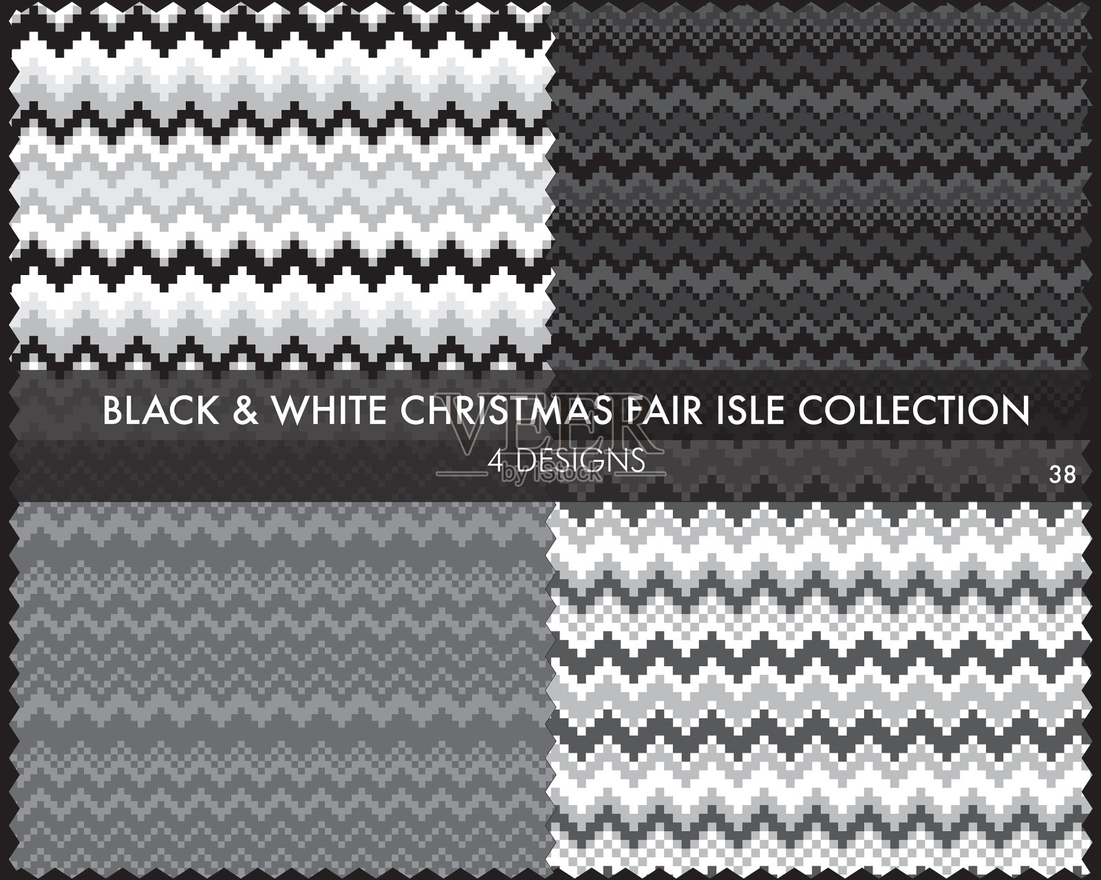 黑色和白色圣诞集市岛无缝插画图片素材