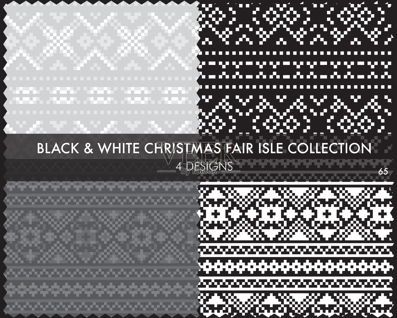 黑色和白色圣诞集市岛无缝插画图片素材