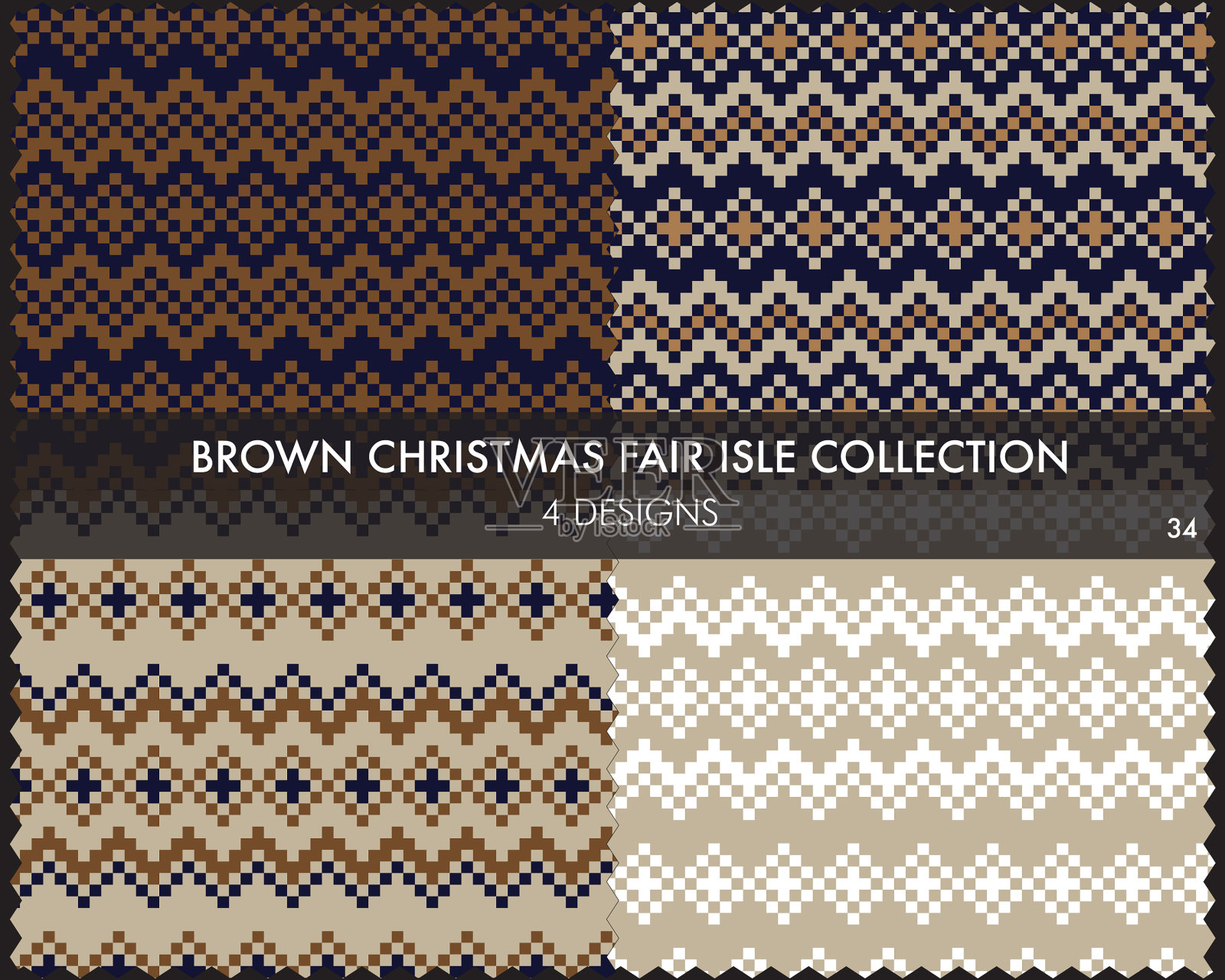 棕色圣诞集市岛无缝图案插画图片素材