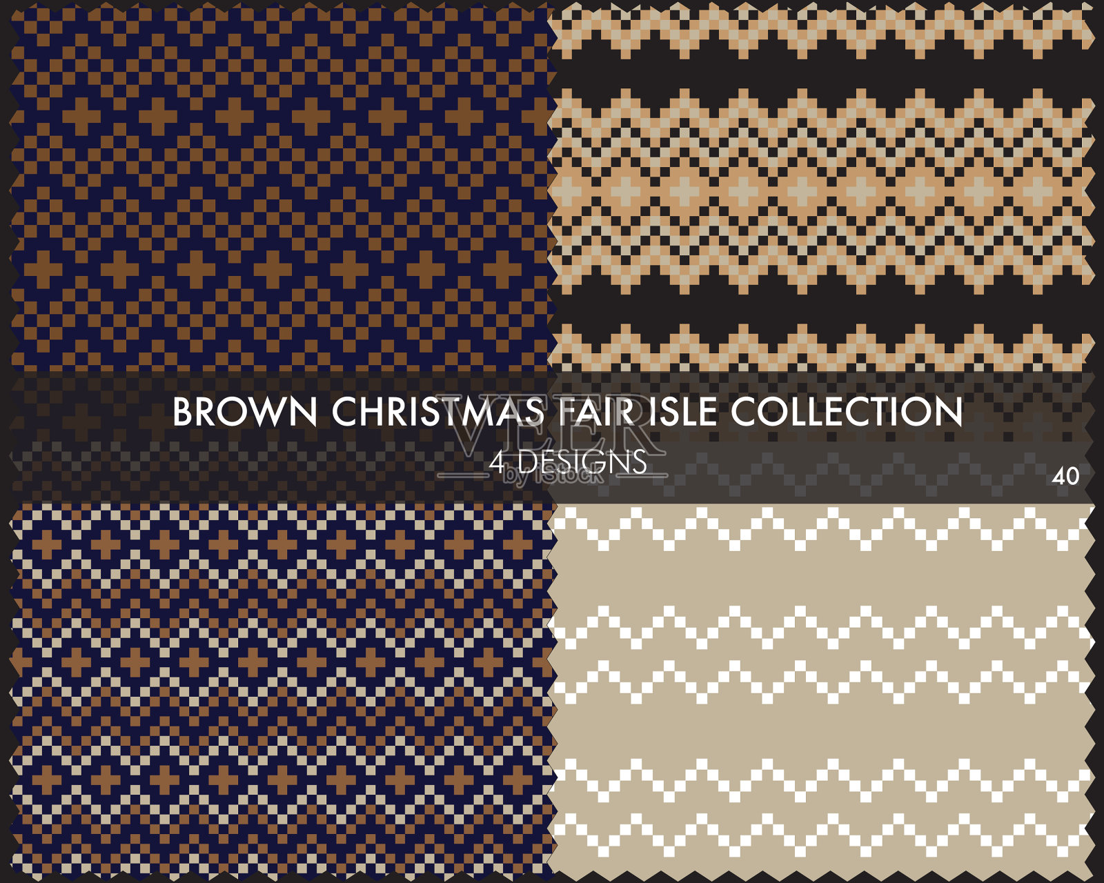 棕色圣诞集市岛无缝图案插画图片素材