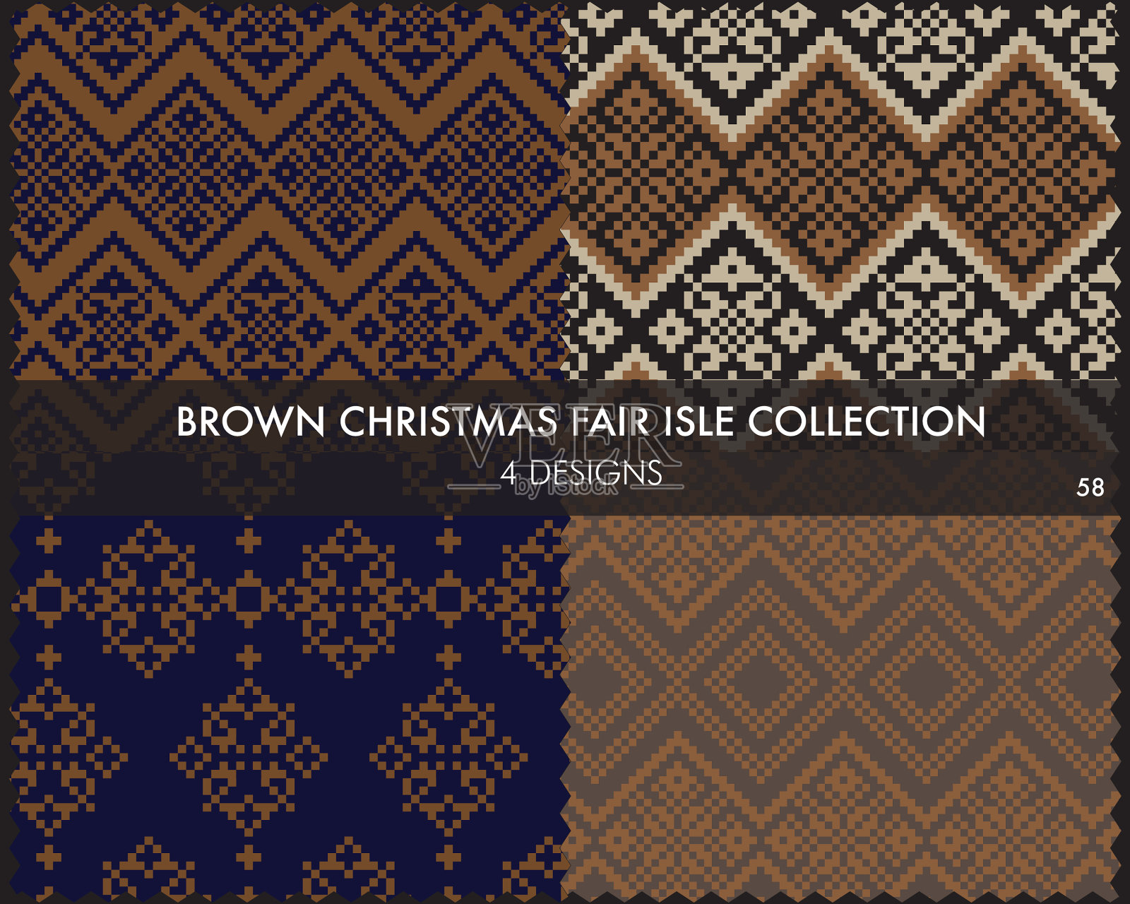 棕色圣诞集市岛无缝图案插画图片素材