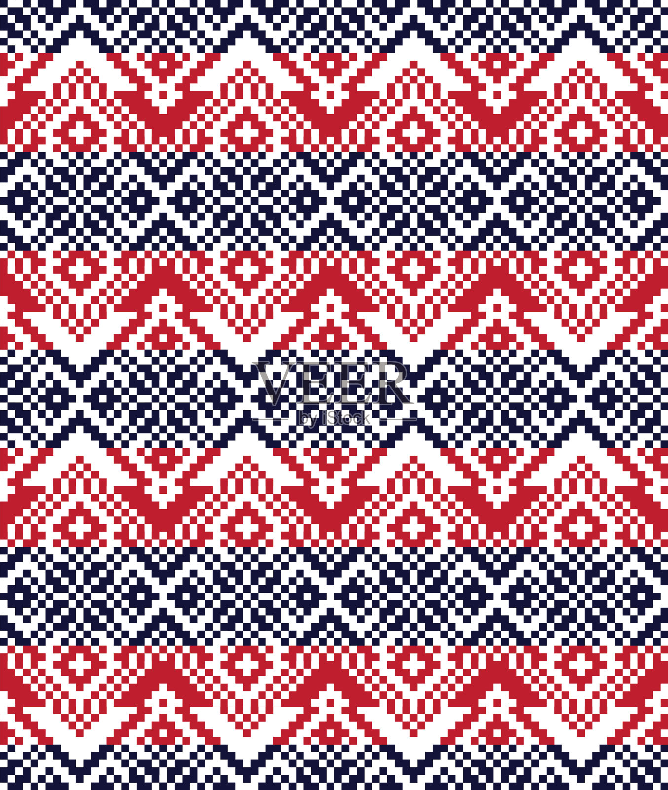 红色圣诞集市岛无缝图案插画图片素材