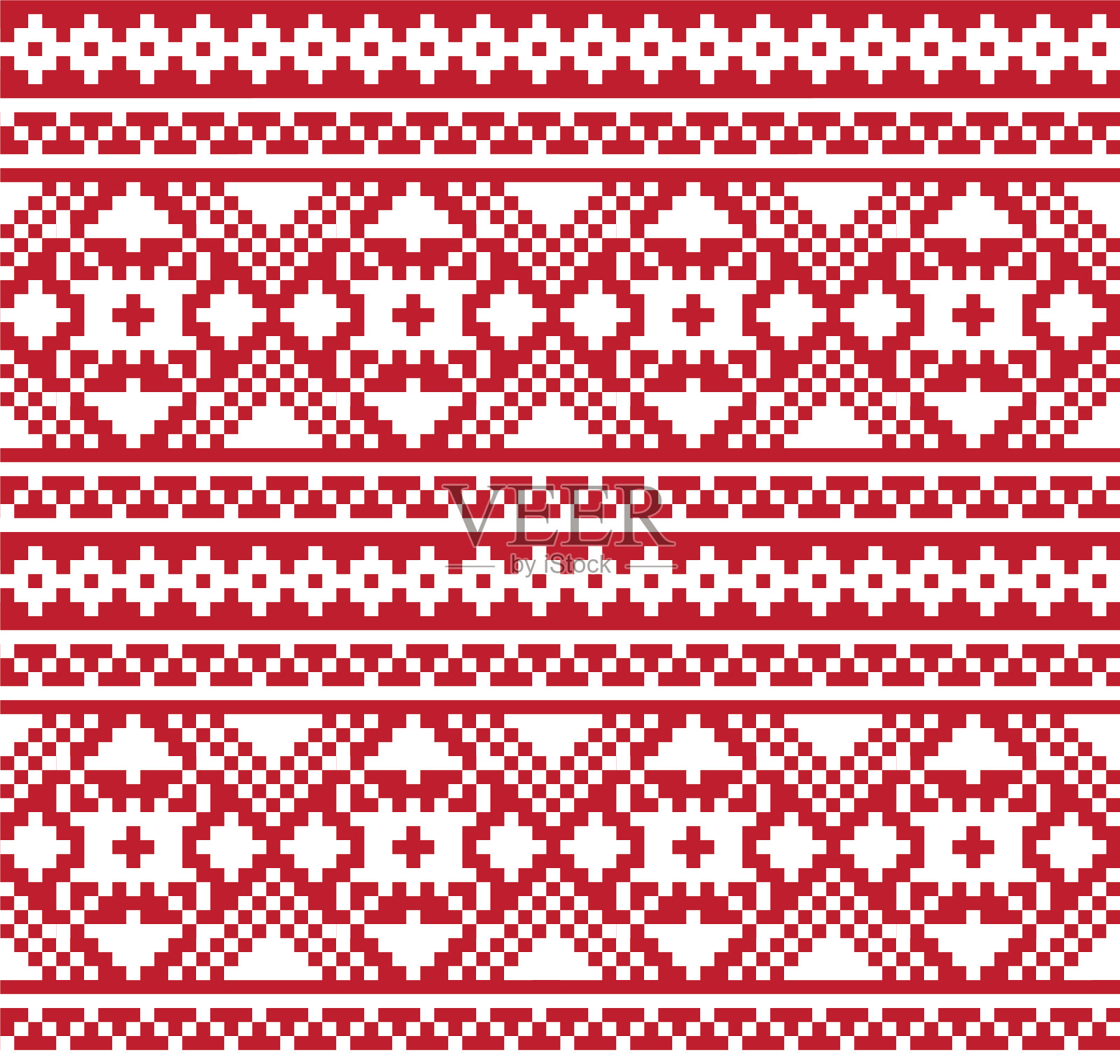 红色圣诞集市岛无缝图案插画图片素材