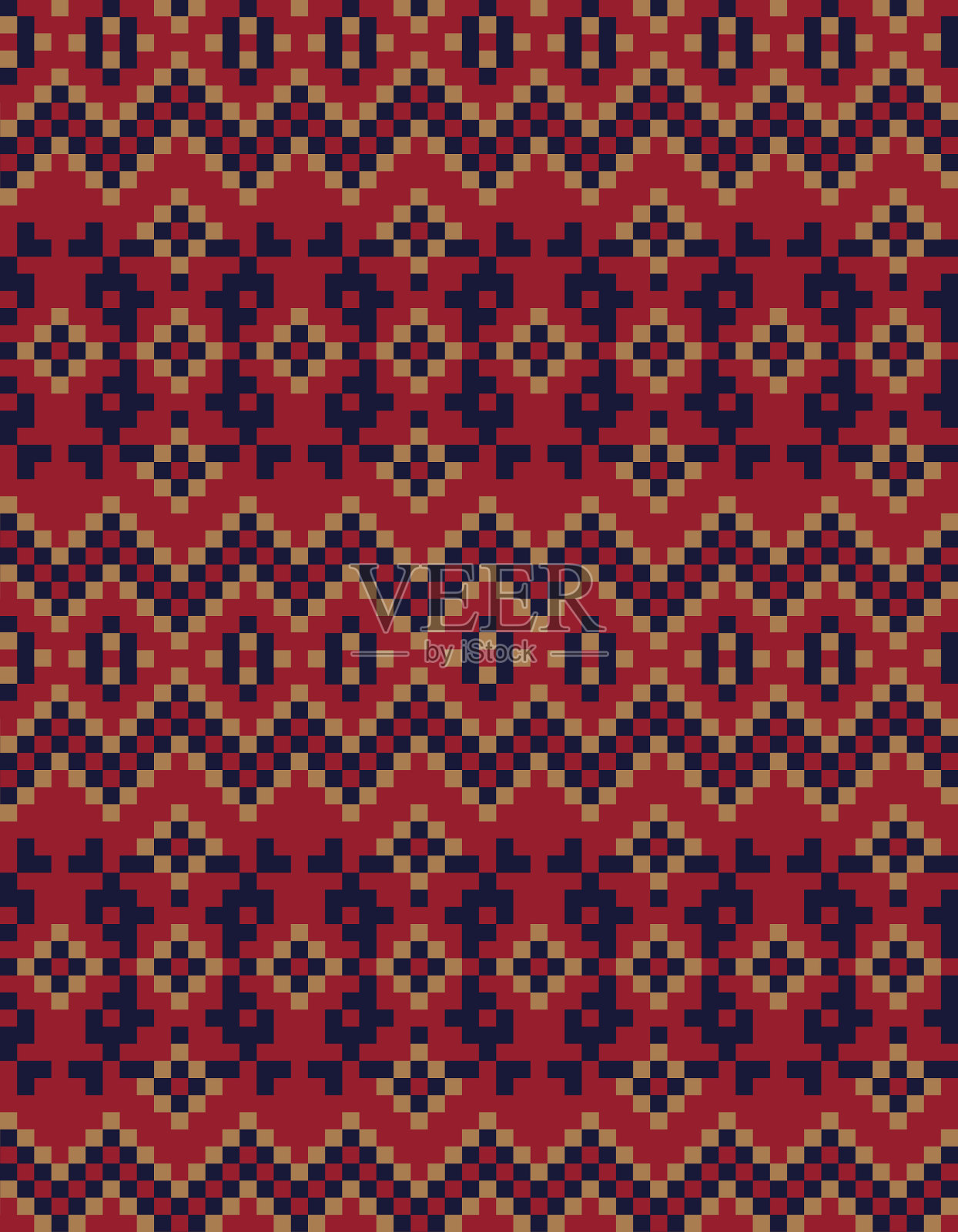 红色圣诞集市岛无缝图案插画图片素材