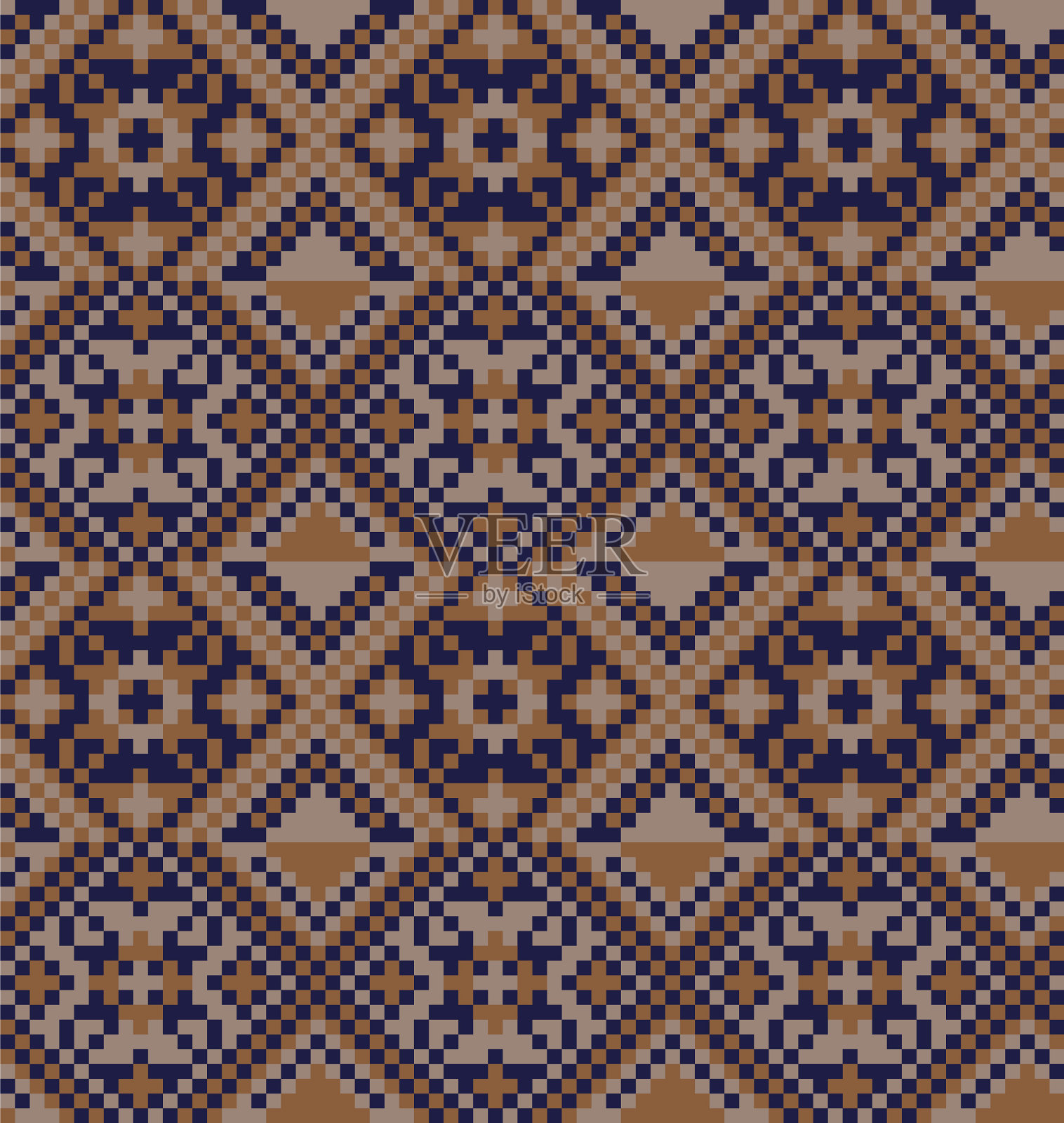 棕色圣诞集市岛无缝图案插画图片素材