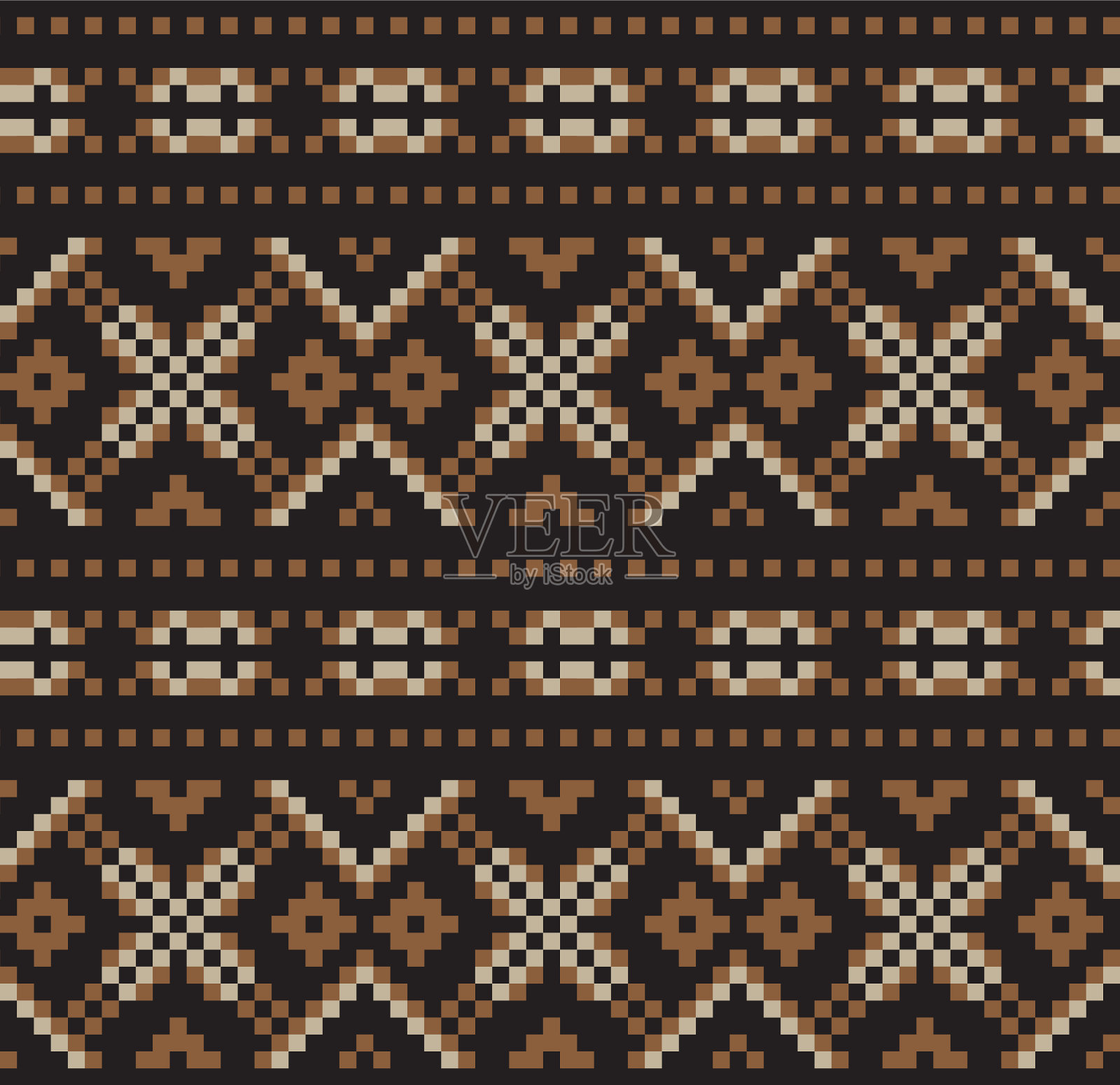 棕色圣诞集市岛无缝图案插画图片素材