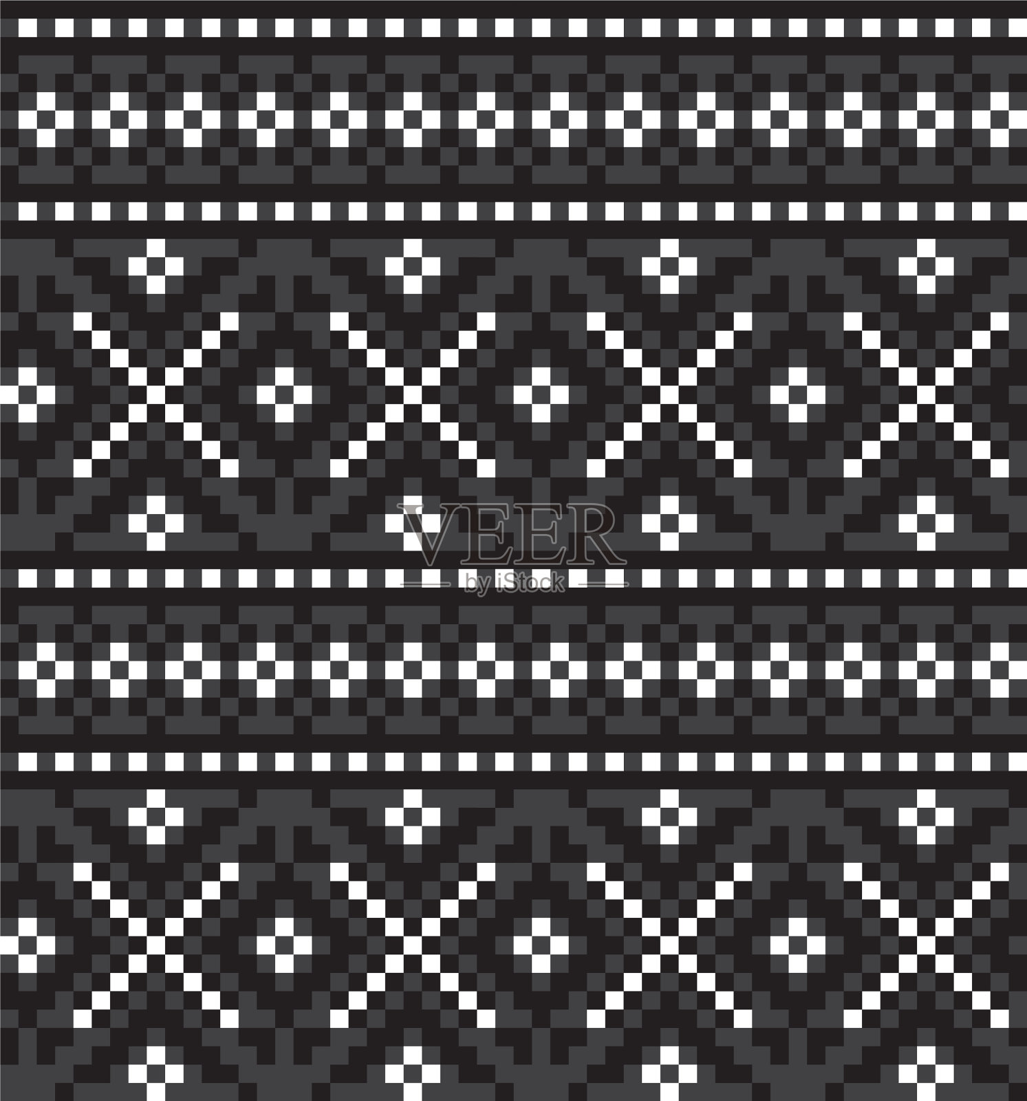 黑色和白色圣诞集市岛无缝插画图片素材