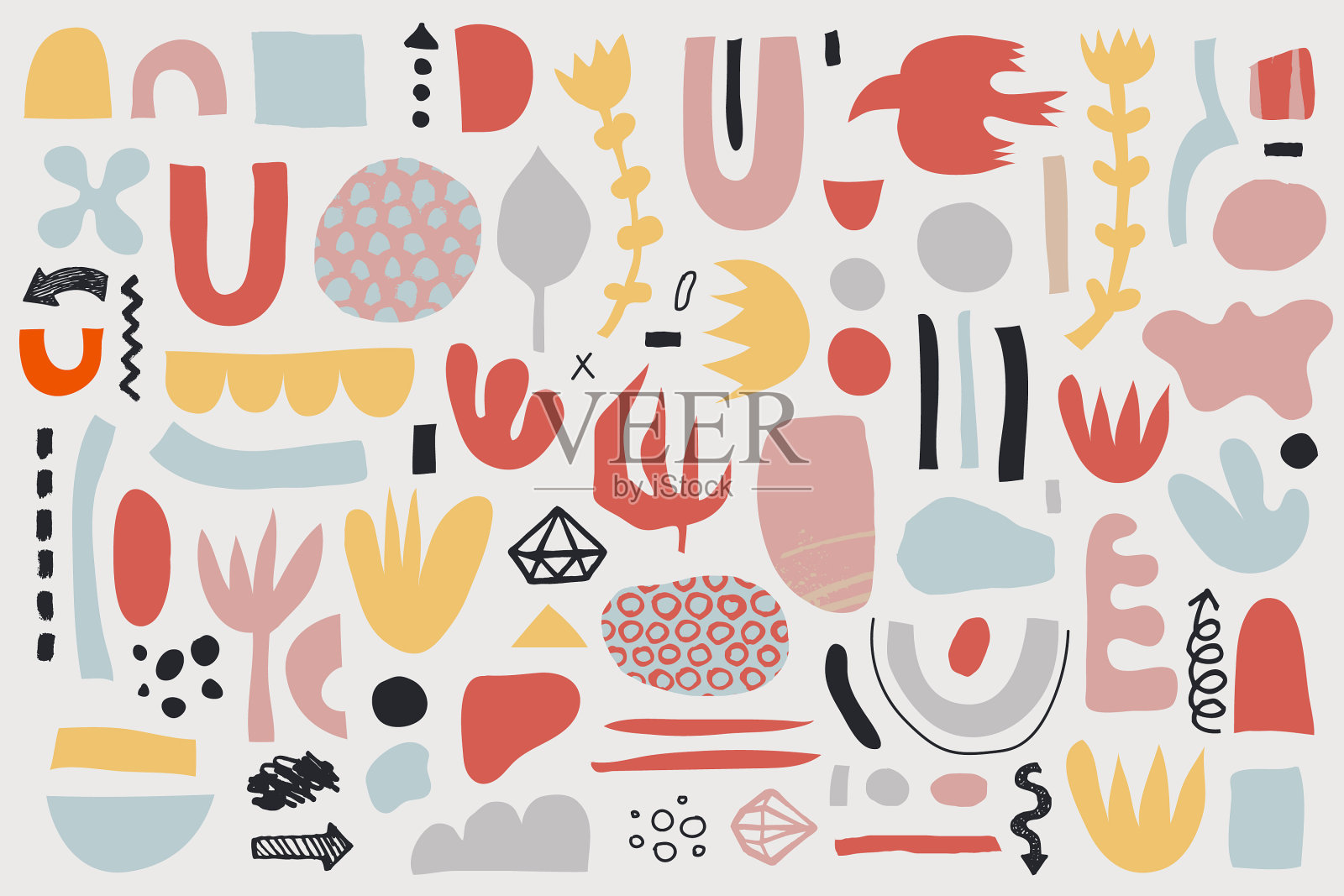 拼贴图案背景手绘插画图片素材