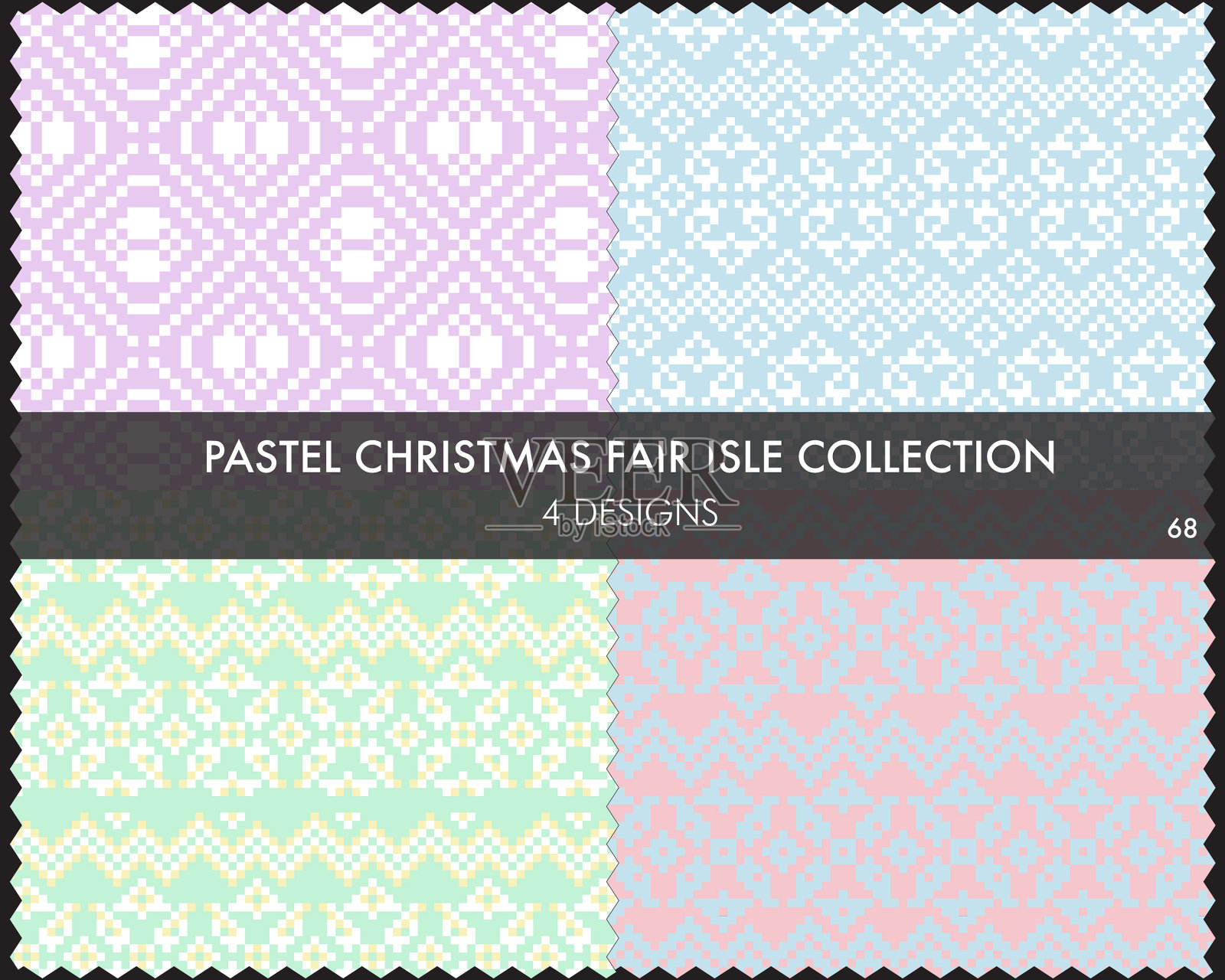 彩色圣诞集市岛无缝图案插画图片素材