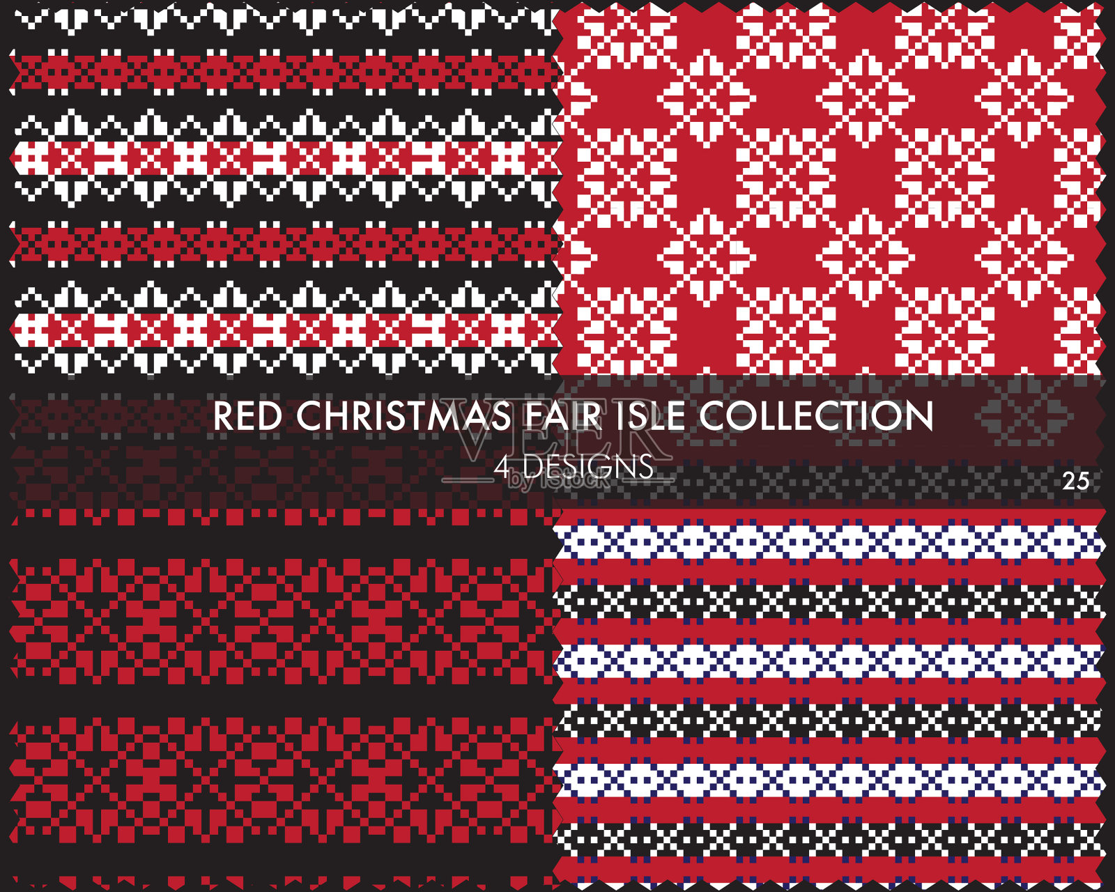 红色圣诞集市岛无缝图案插画图片素材