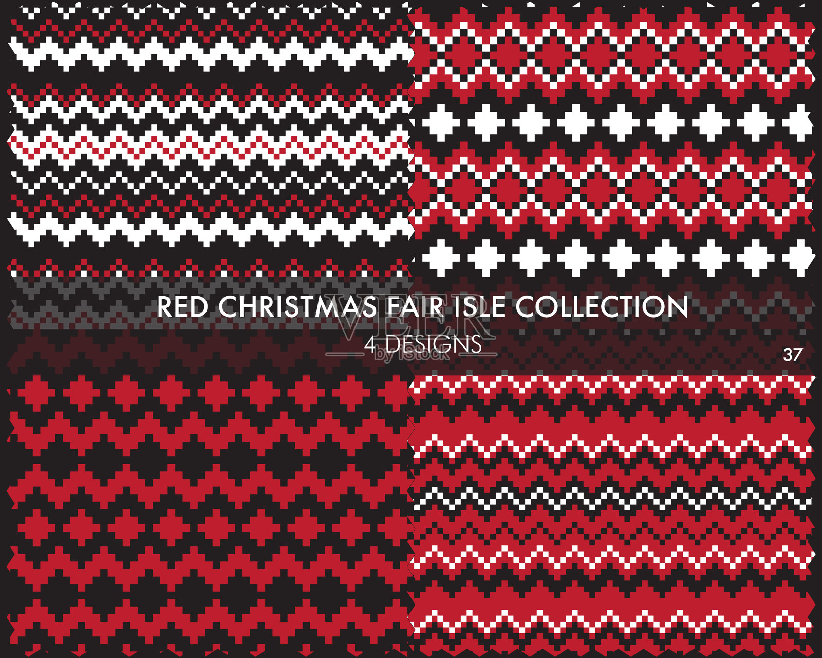 红色圣诞集市岛无缝图案插画图片素材