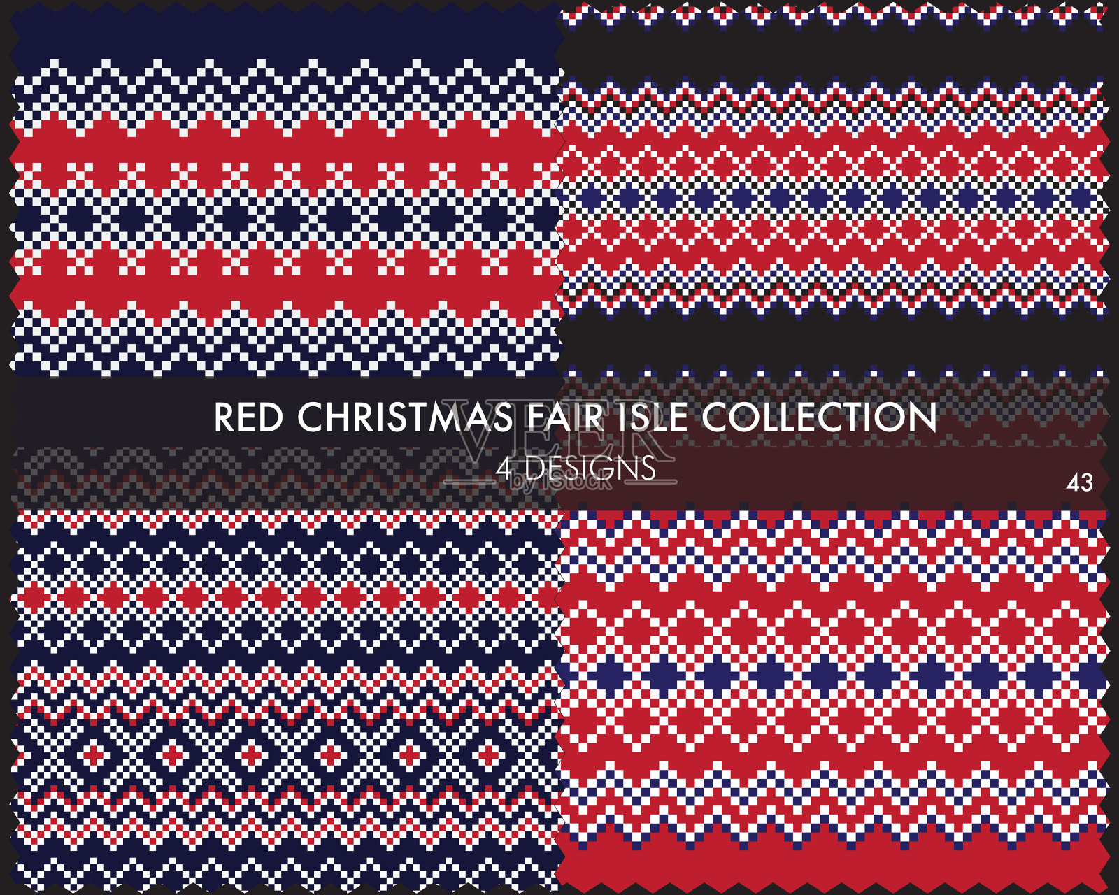 红色圣诞集市岛无缝图案插画图片素材