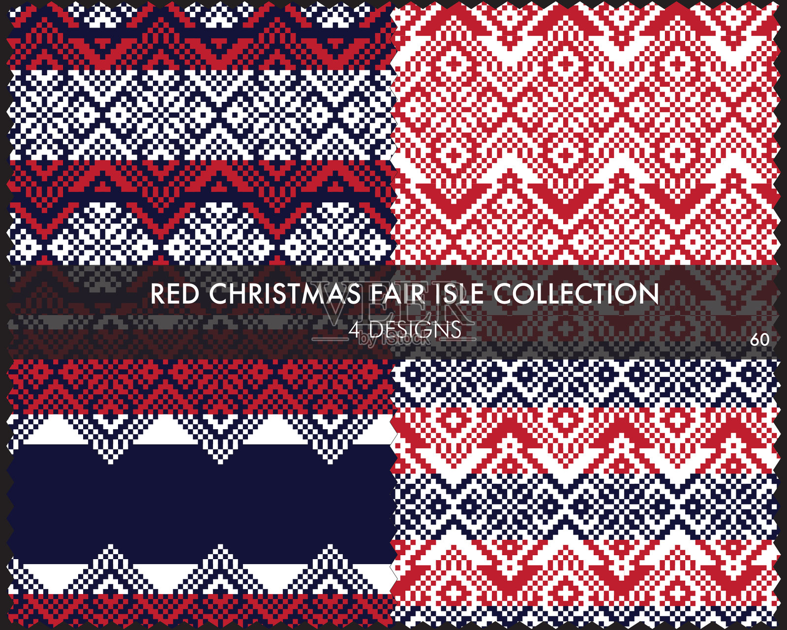 红色圣诞集市岛无缝图案插画图片素材