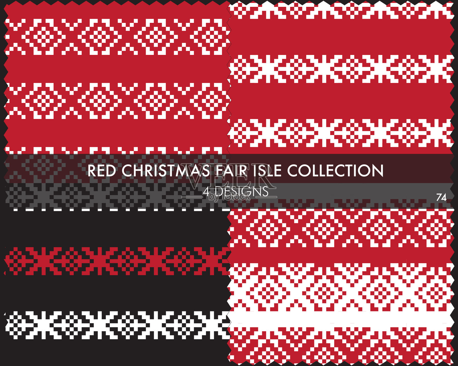 红色圣诞集市岛无缝图案插画图片素材