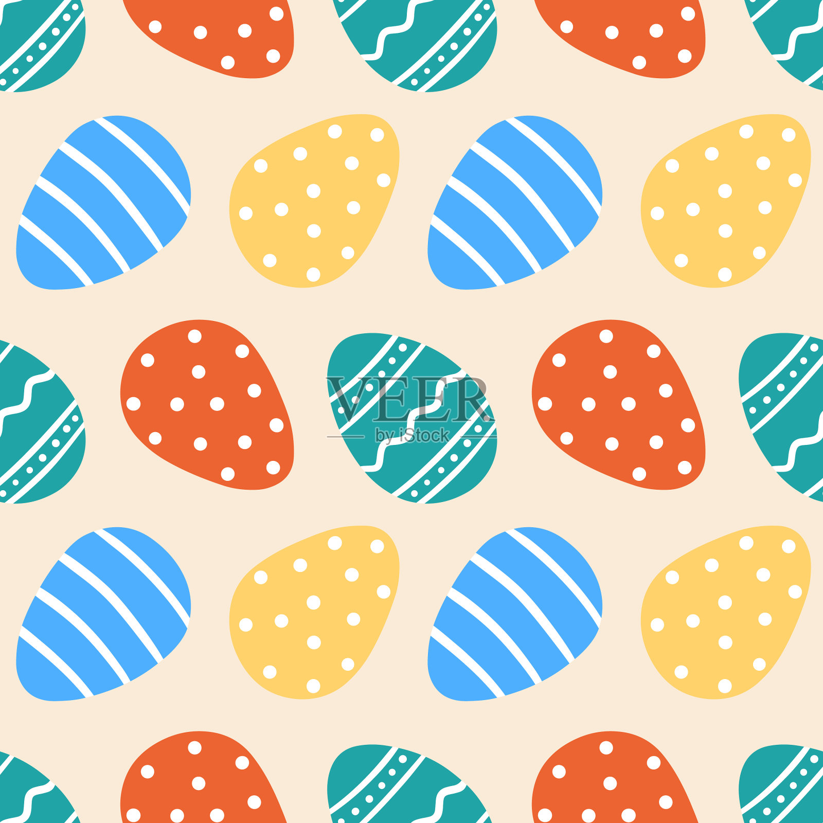 五彩缤纷的装饰复活节彩蛋图案插画图片素材