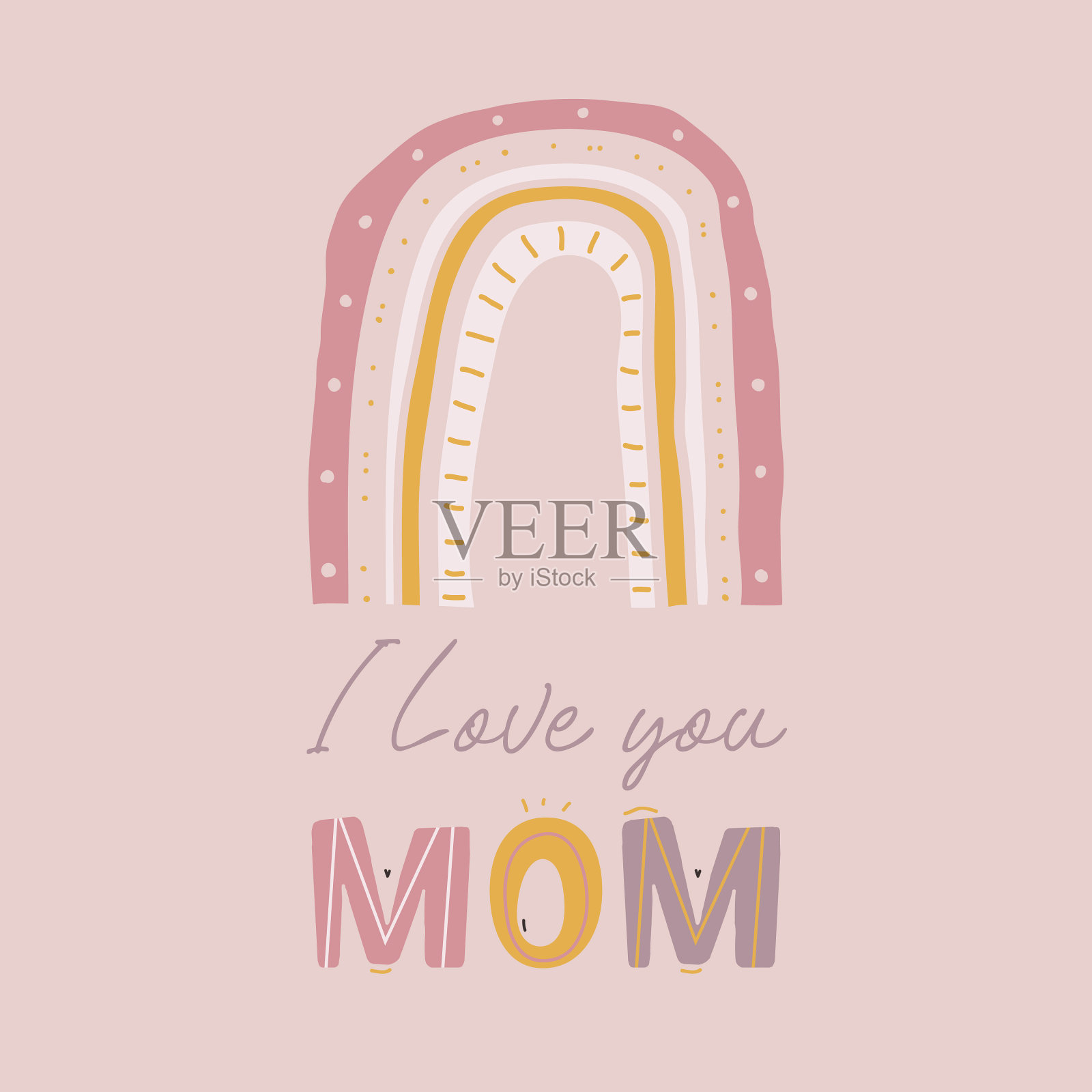 母亲节贺卡我爱您妈妈插画图片素材