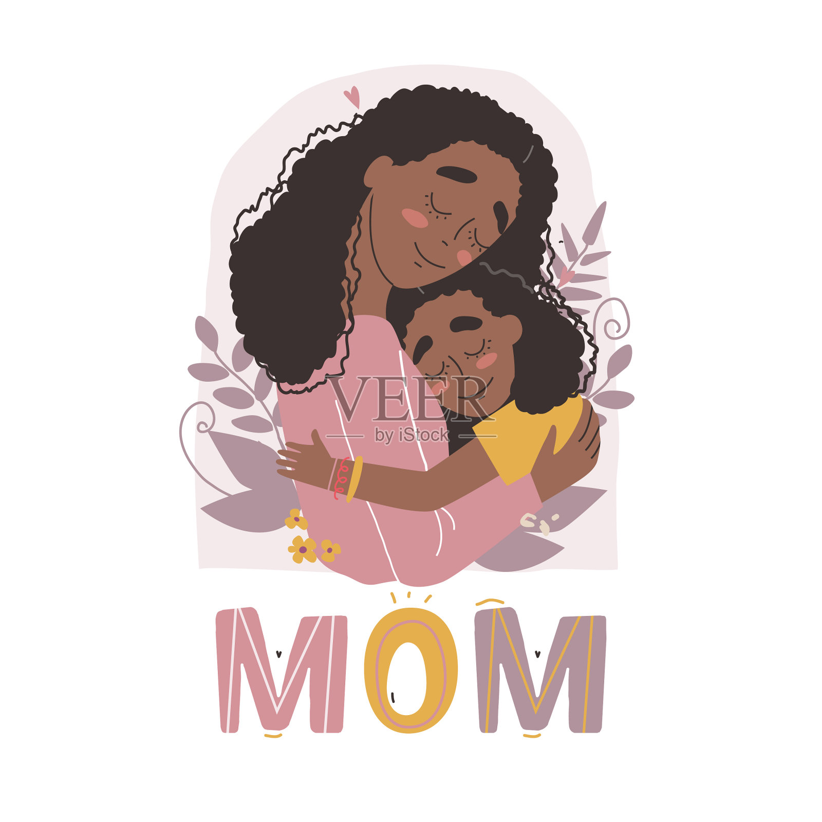 母亲节贺卡我爱您妈妈插画图片素材