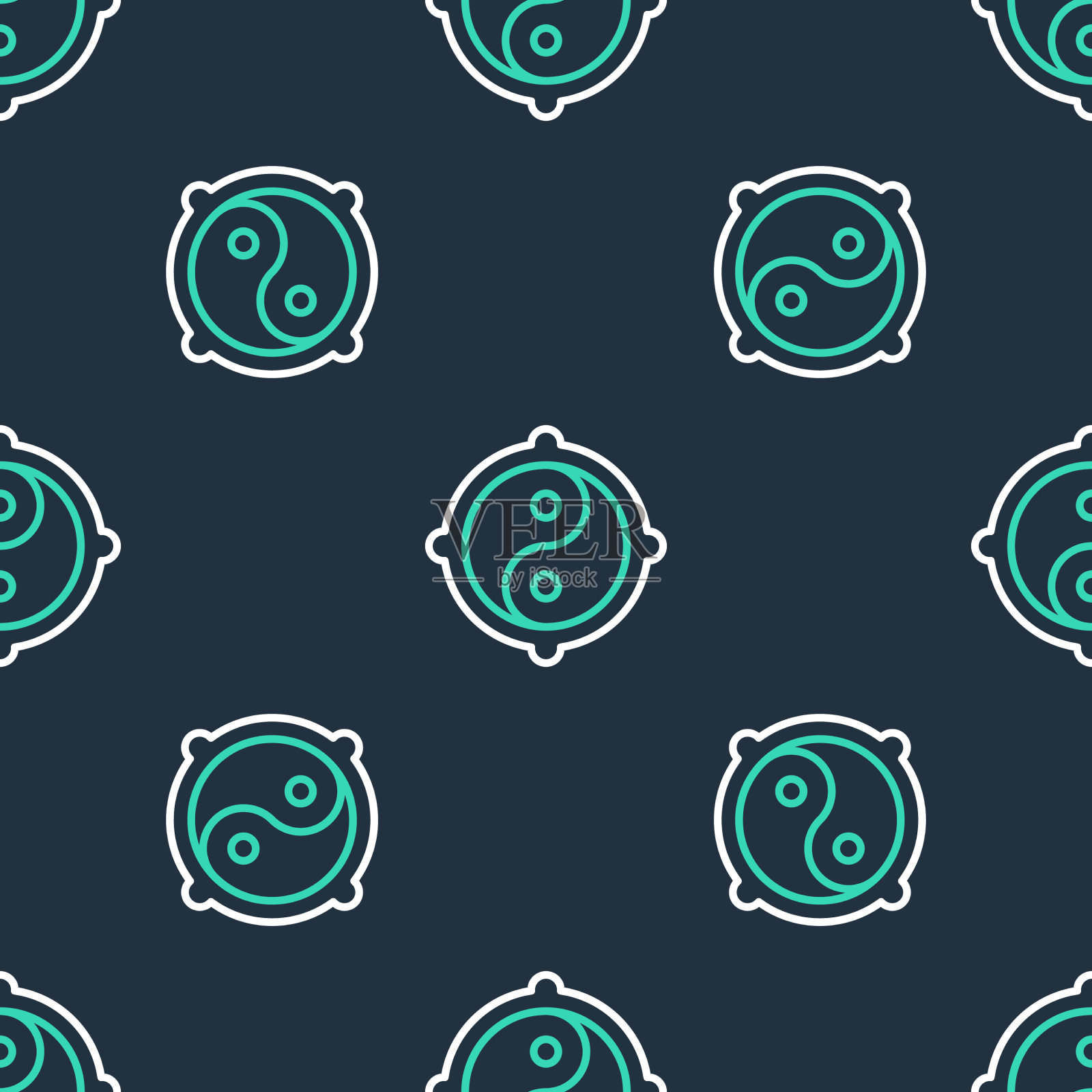 线条阴阳象征和谐与平衡插画图片素材