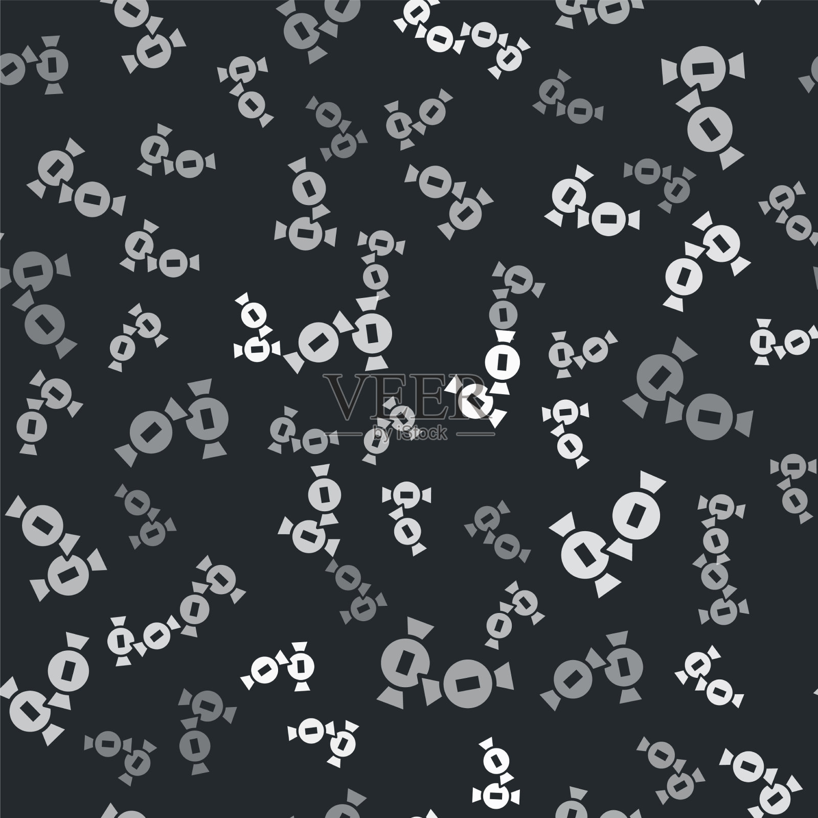 灰色糖果图标孤立无缝模式上的黑色插画图片素材