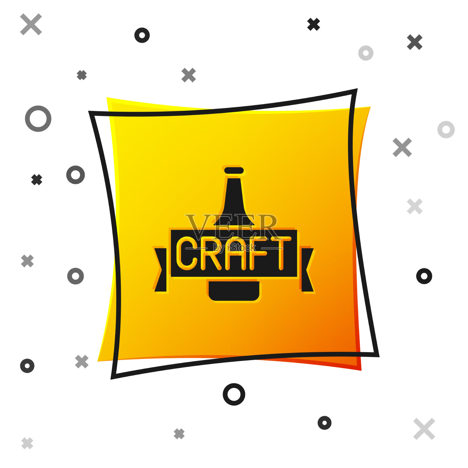 黑色啤酒瓶图标孤立在白色插画图片素材