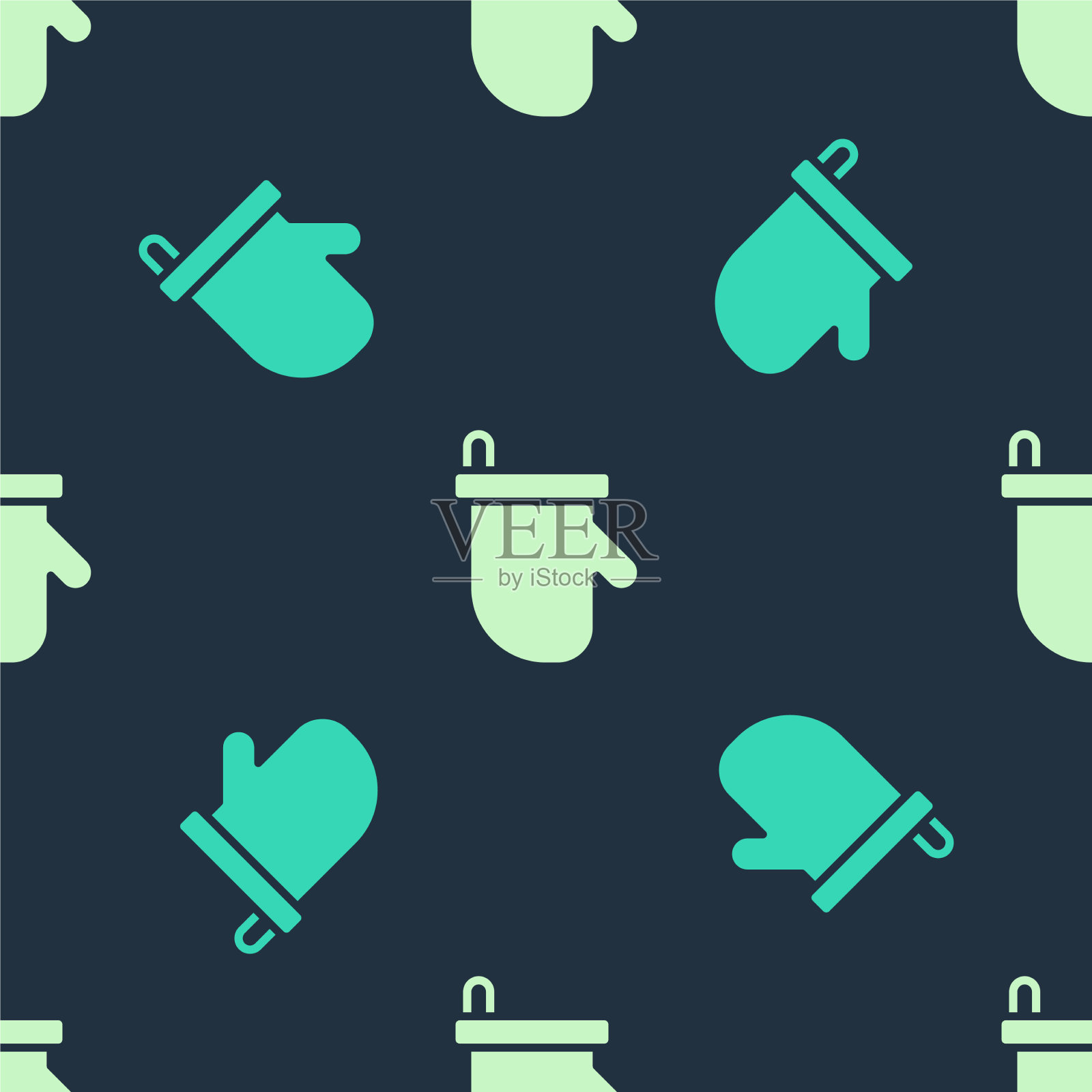 绿色和米色桑拿连指图标孤立插画图片素材