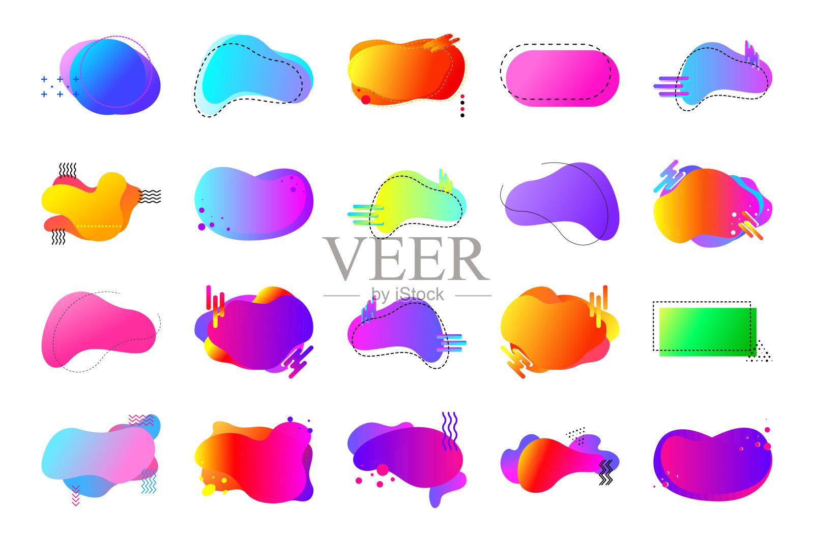 一套现代几何抽象形状与复制空间的文本。模板为网页设计，横幅，促销，贺卡，广告。插画图片素材