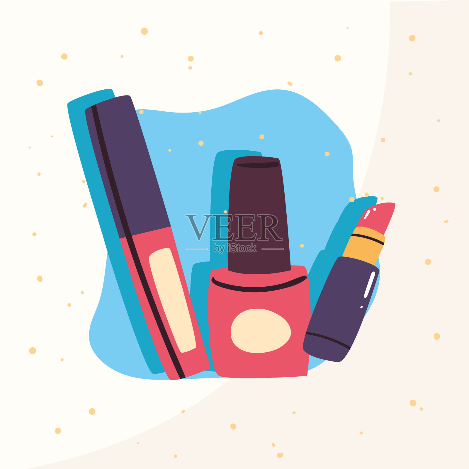 化妆品指甲油和口红设计插画图片素材