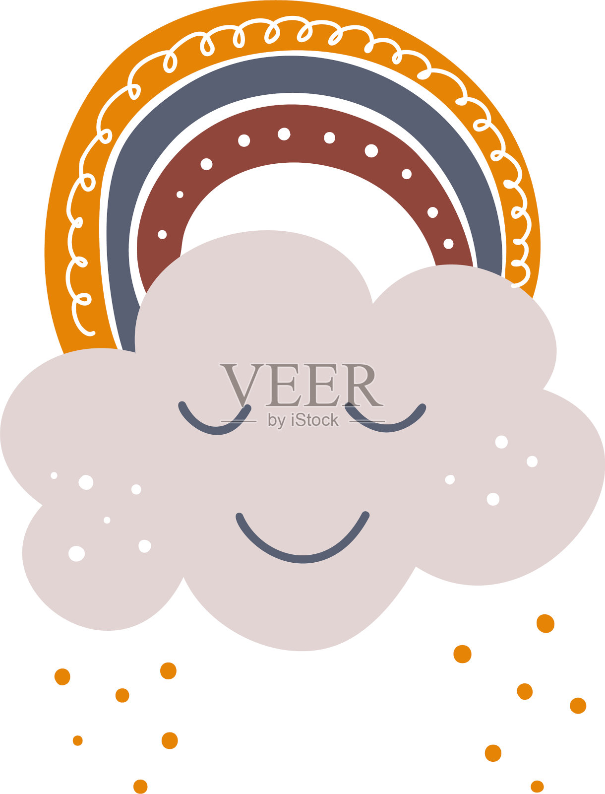 艺术斯堪的纳维亚彩虹与云彩颜色刷插画图片素材