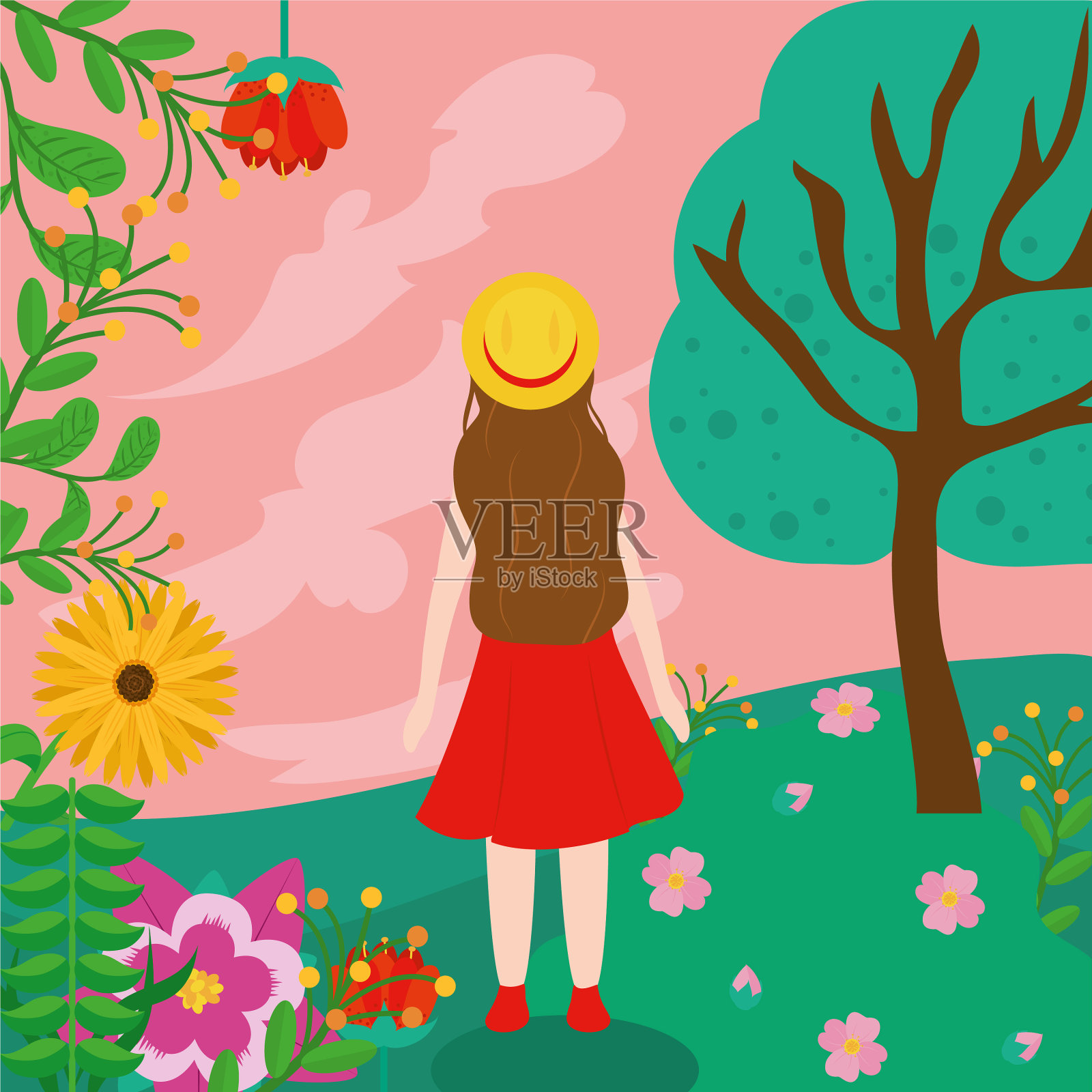 春意盎然，春意盎然插画图片素材