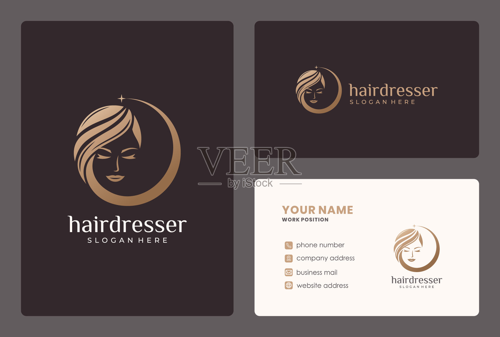 金美发标志设计与名片插画图片素材