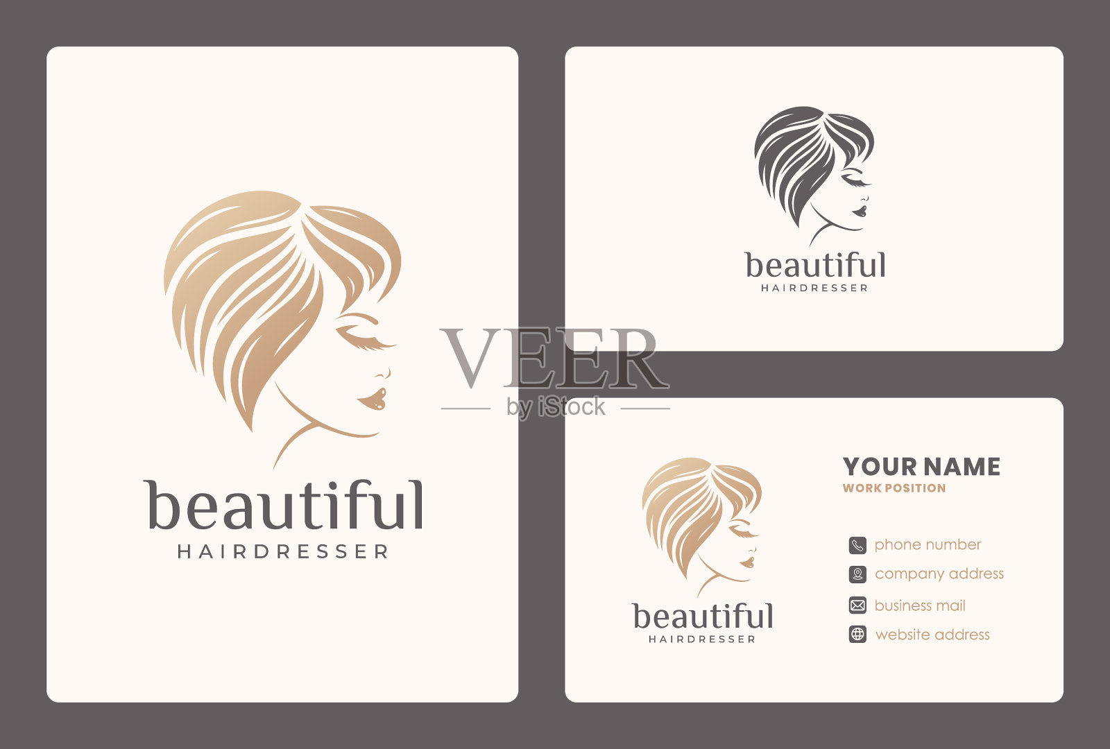 美发师美容护理标志设计插画图片素材