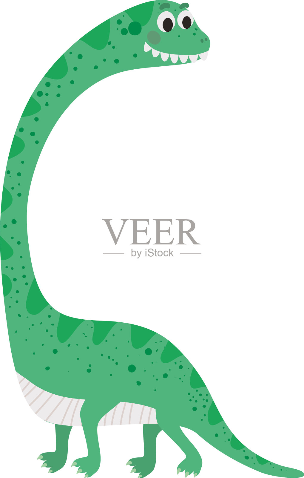 孩子们看到了深绿色的恐龙插画图片素材