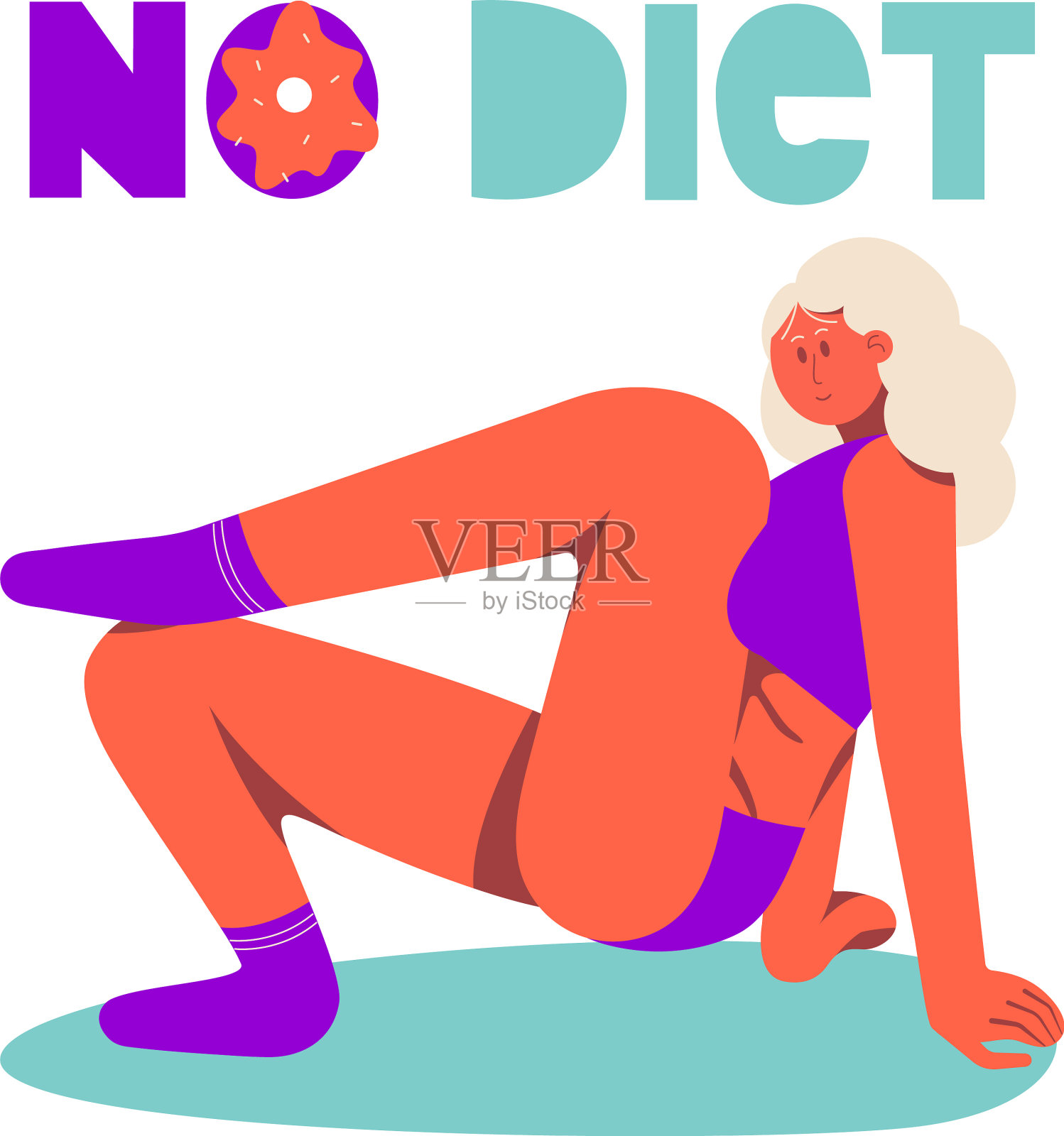 国际无节食日信女孩插画图片素材