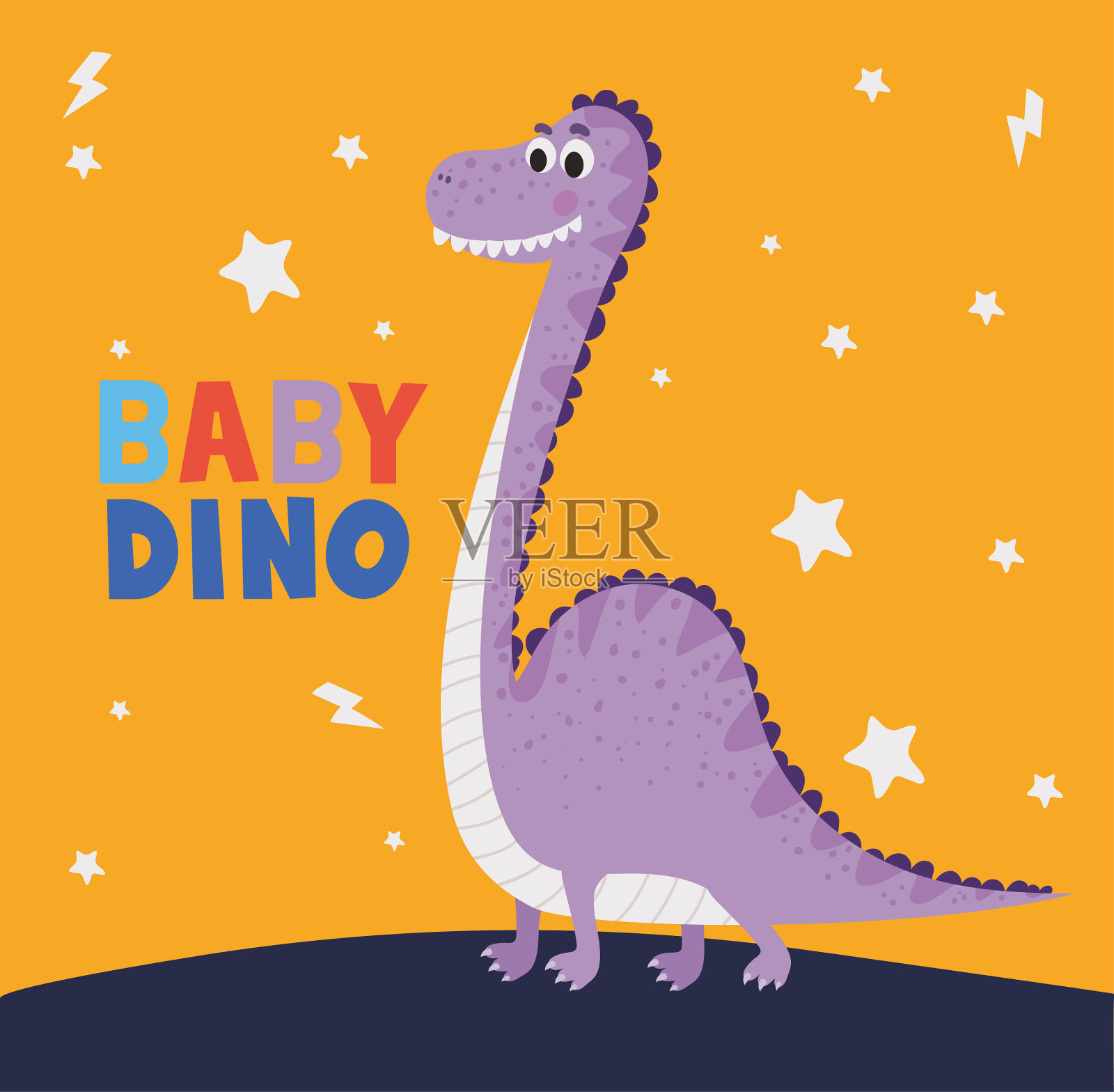 巴迪诺字母和一个孩子插画图片素材