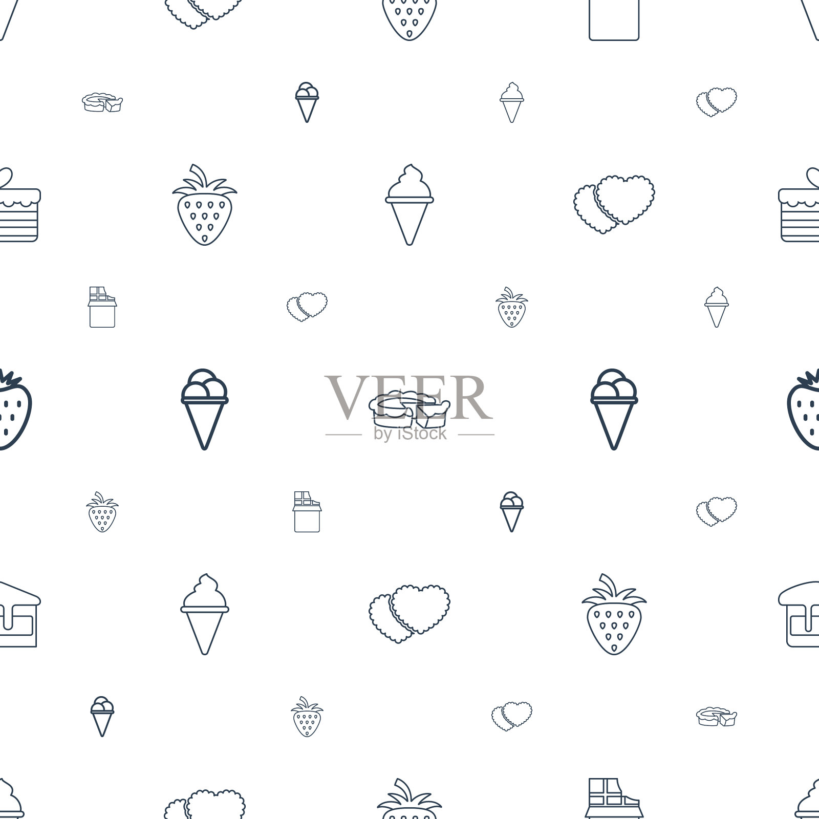 甜点图标图案无缝白色背景插画图片素材