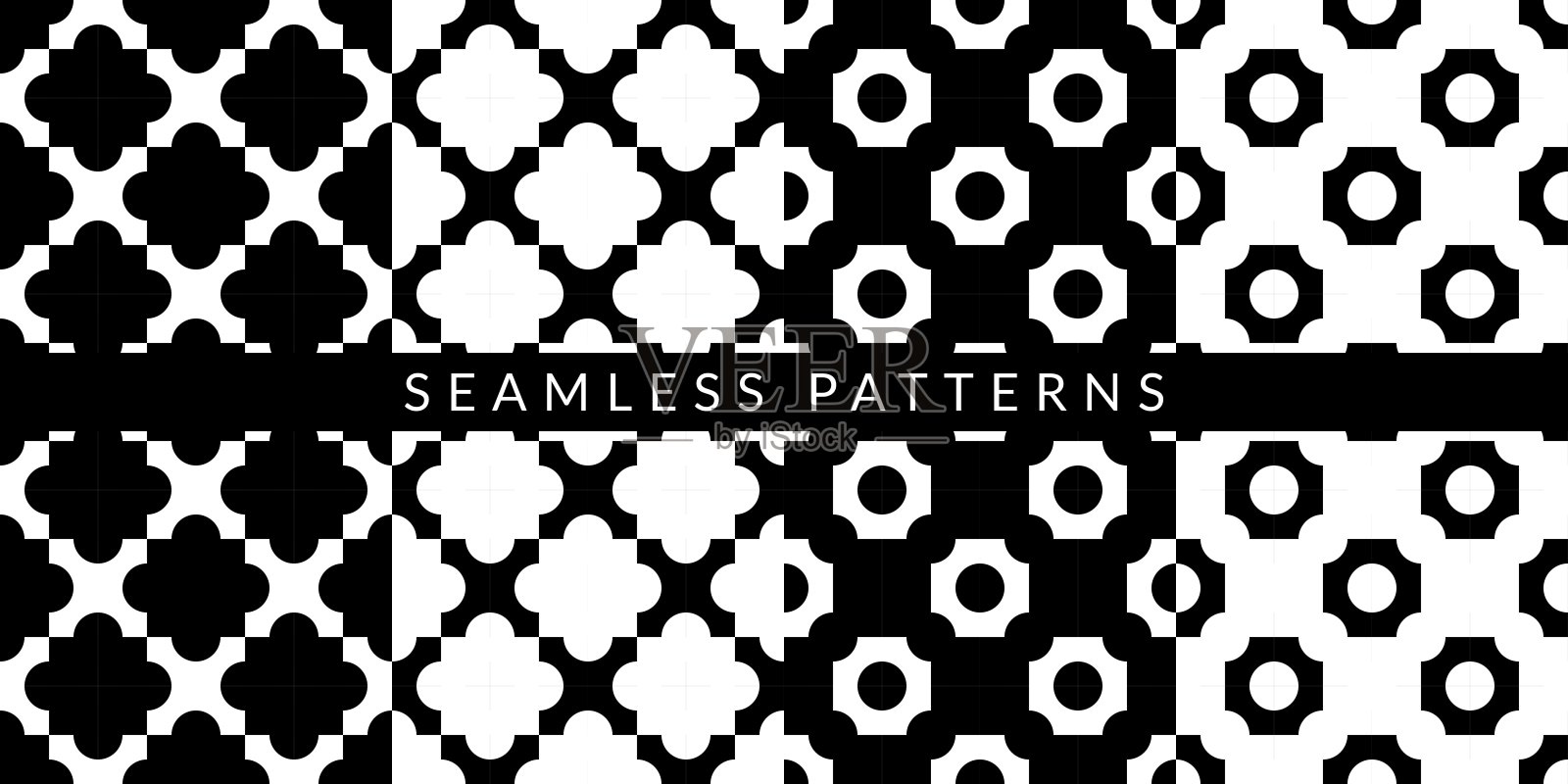 抽象黑白几何背景模式向量集插画图片素材