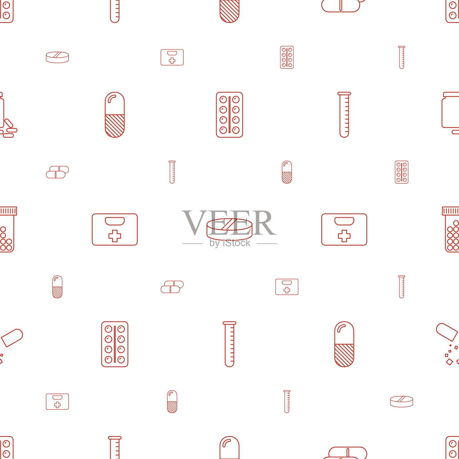 药物图标图案无缝白色背景插画图片素材