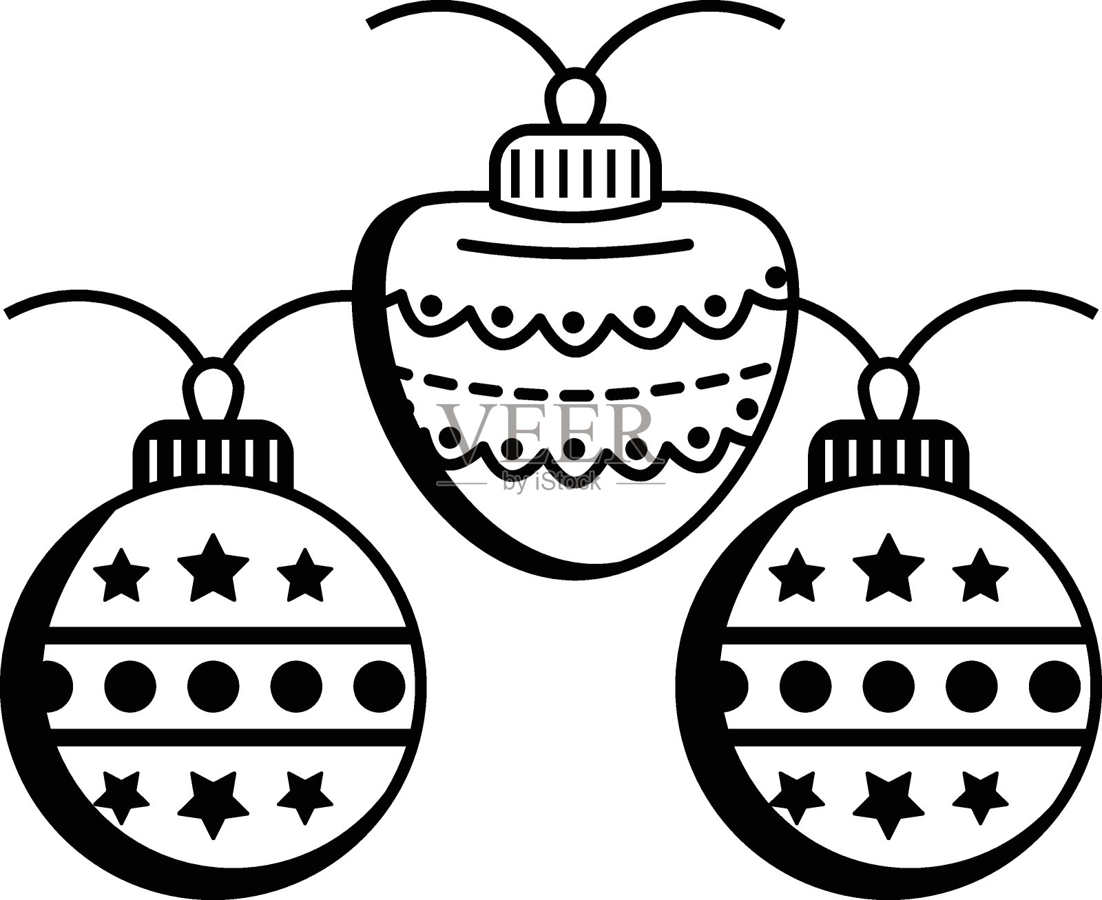 圣诞彩球矢量图标设计插画图片素材