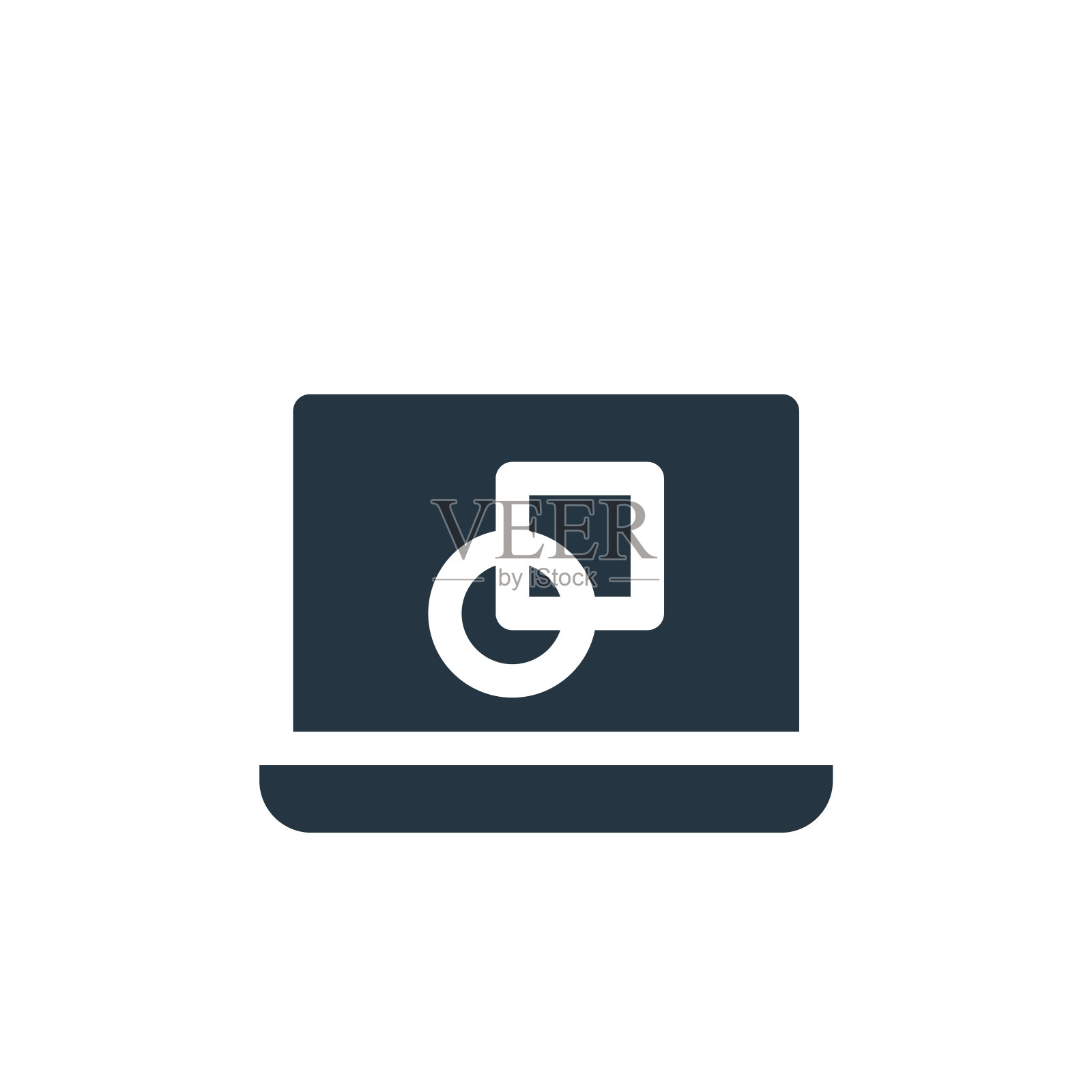 笔记本电脑图标。字形笔记本电脑图标，用于网站设计和移动，应用程序开发，打印。笔记本电脑图标从填充图形设计集合孤立的白色背景。图标素材