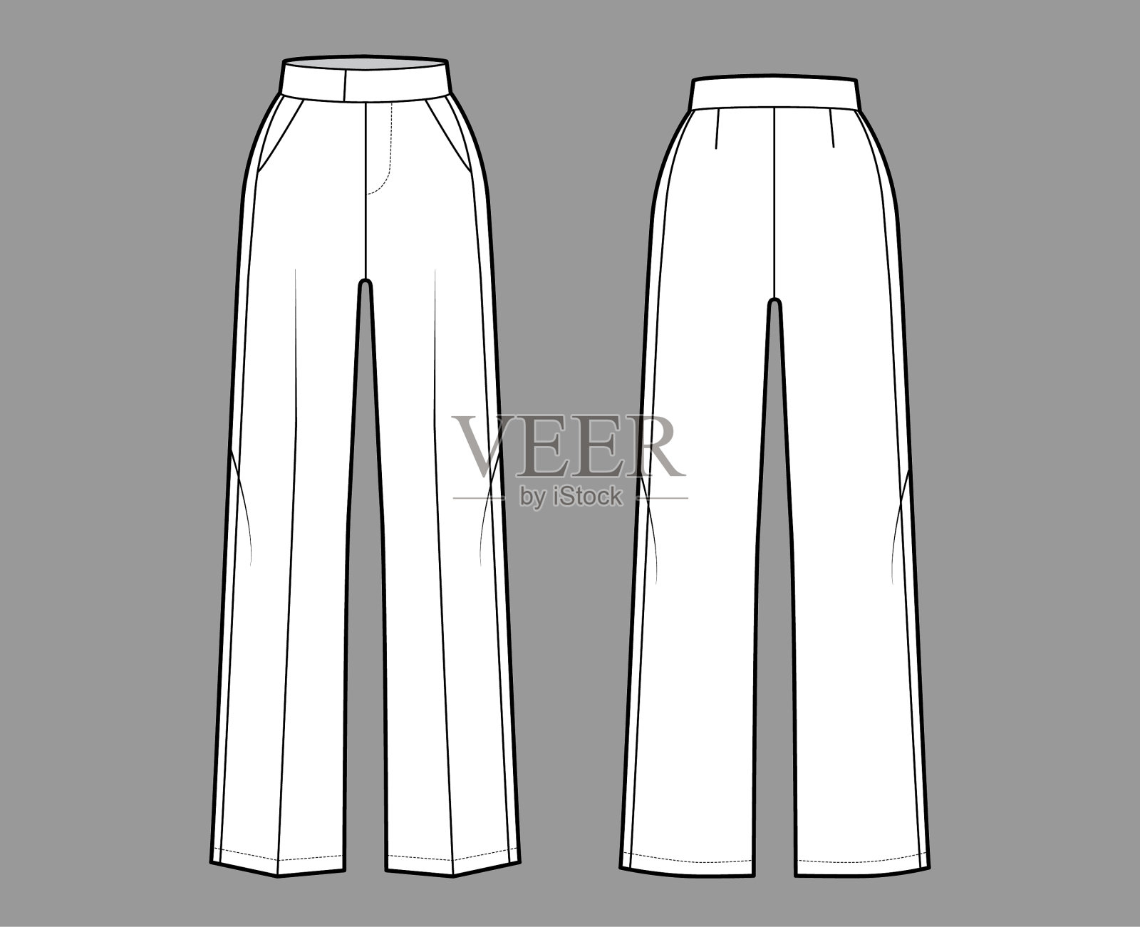 裤子搭配燕尾服技术时尚插画图片素材