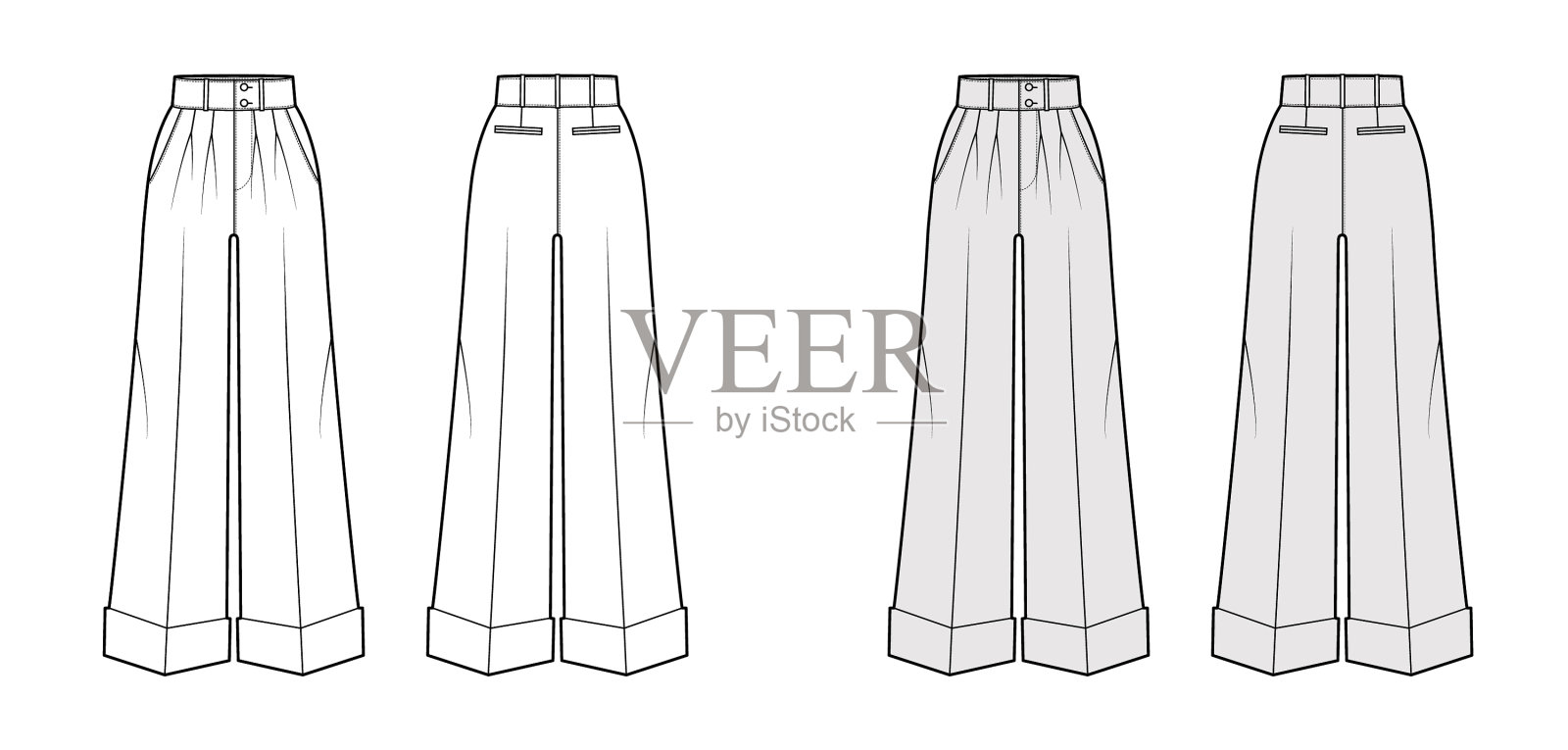 裤子牛津裁剪技术时尚插画图片素材