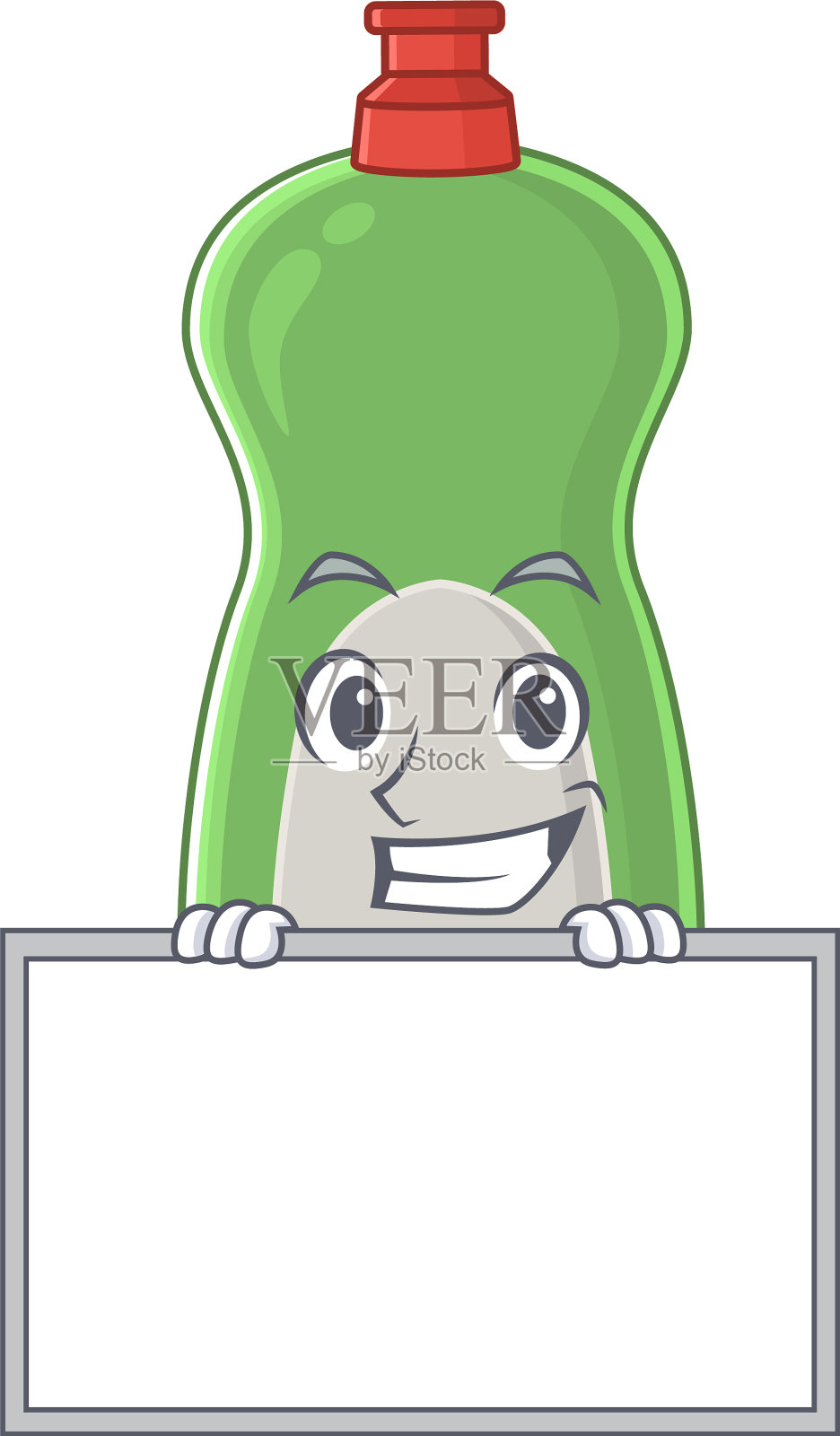 可笑的洗碗液站在板子后面插画图片素材