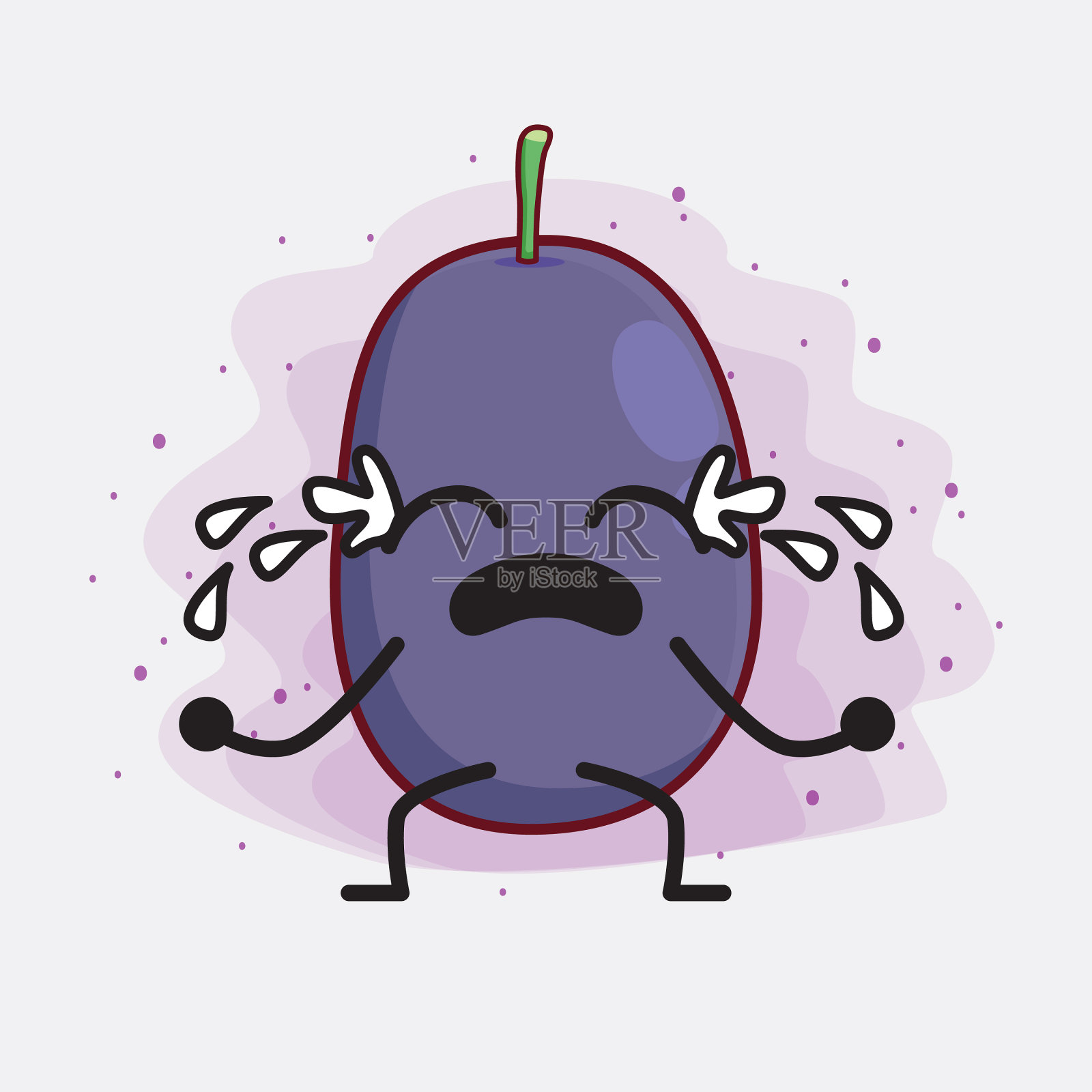 爪哇梅子水果可爱的性格与简单的脸插画图片素材