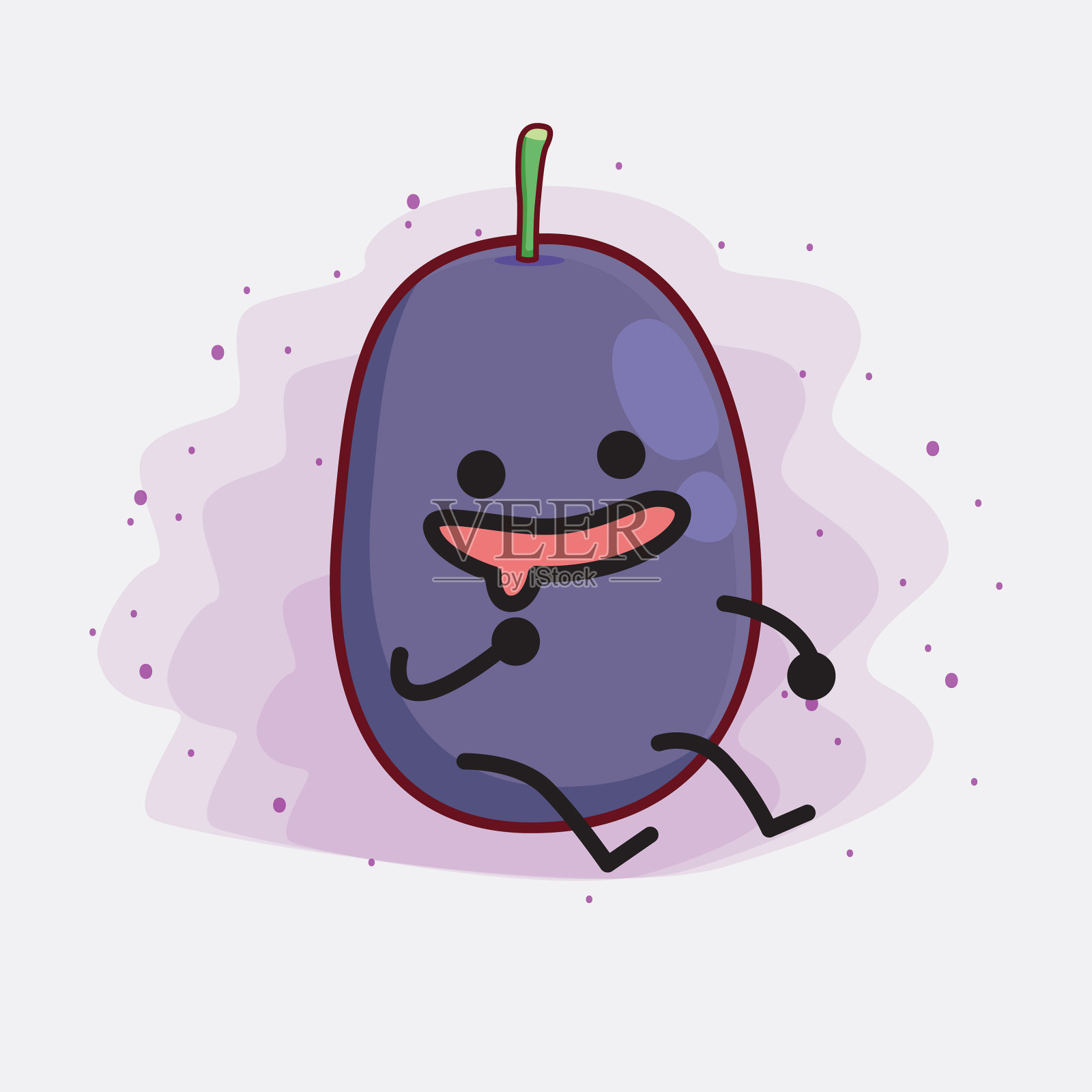 爪哇梅子水果可爱的性格与简单的脸插画图片素材